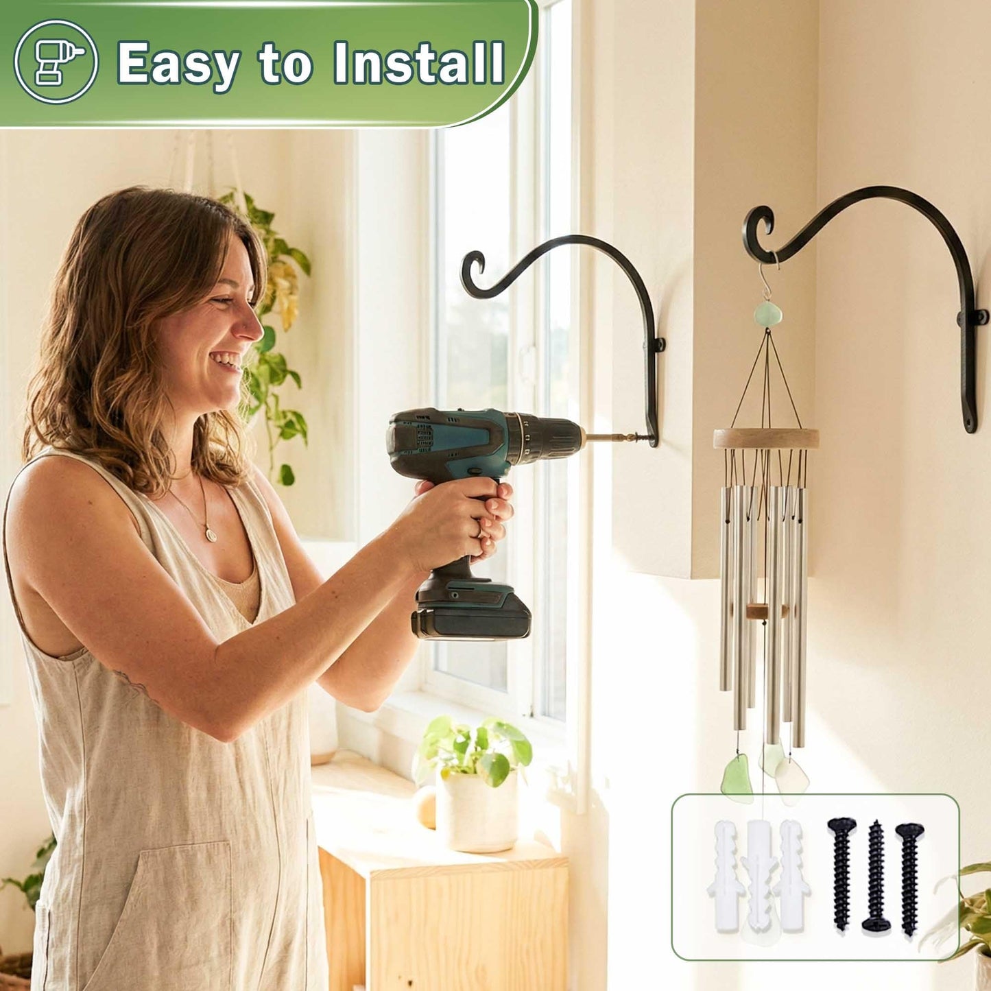Qiang Ni- Bird Feeders Hanger 2 Pieces 12 Inch Outdoor Plant Hanging Bracket More Stable and Sturdy Hanging Plant Bracket 12Inch Black