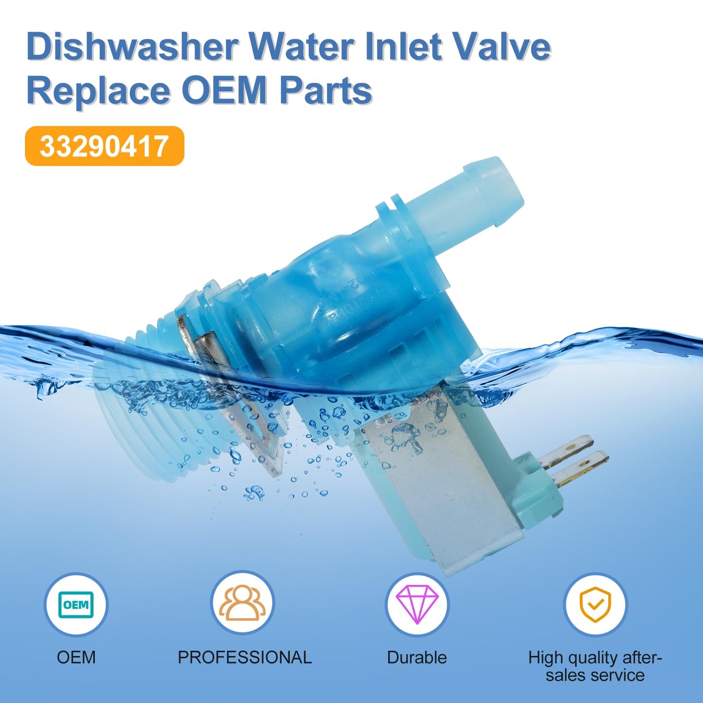 D.I.Accessa DD81-02065A Dishwasher Water Inlet Valve Replace OEM Parts 33290417 17476000005962 Compatiable For Samsung Dishwasher DW80K7050/DW80K5050,DW80R5060,DE80R5061,DE80T5040 Series