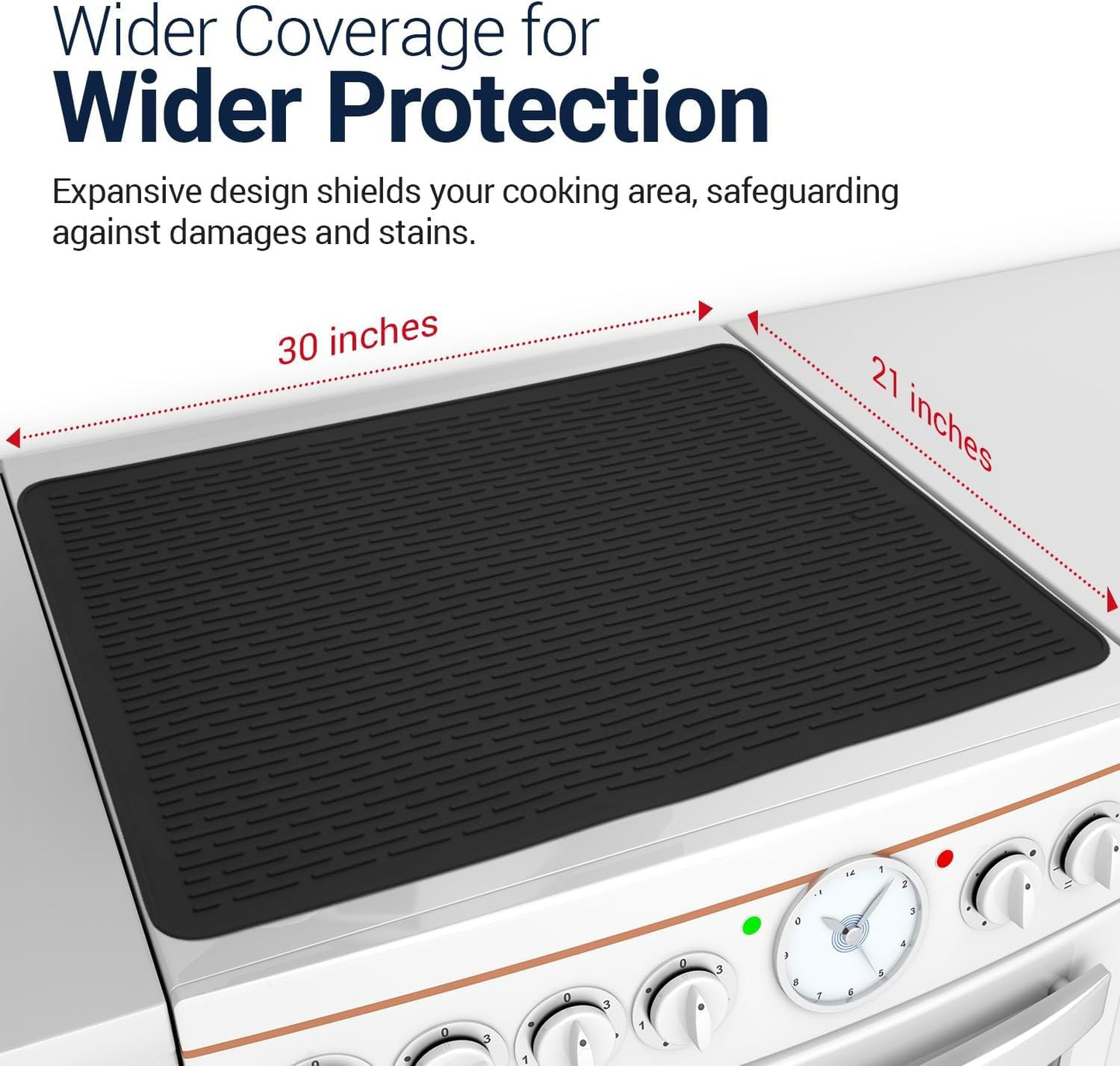 Silicone Stove Top Covers for Electric Stove (30 x 21 Inch) - Silicone Mat for Glass Cooktop, Heat-Resistant Cover Protector, Electric Cooktop Mat with AntiSlip Backing, Ideal Kitchen Accessory(Black)
