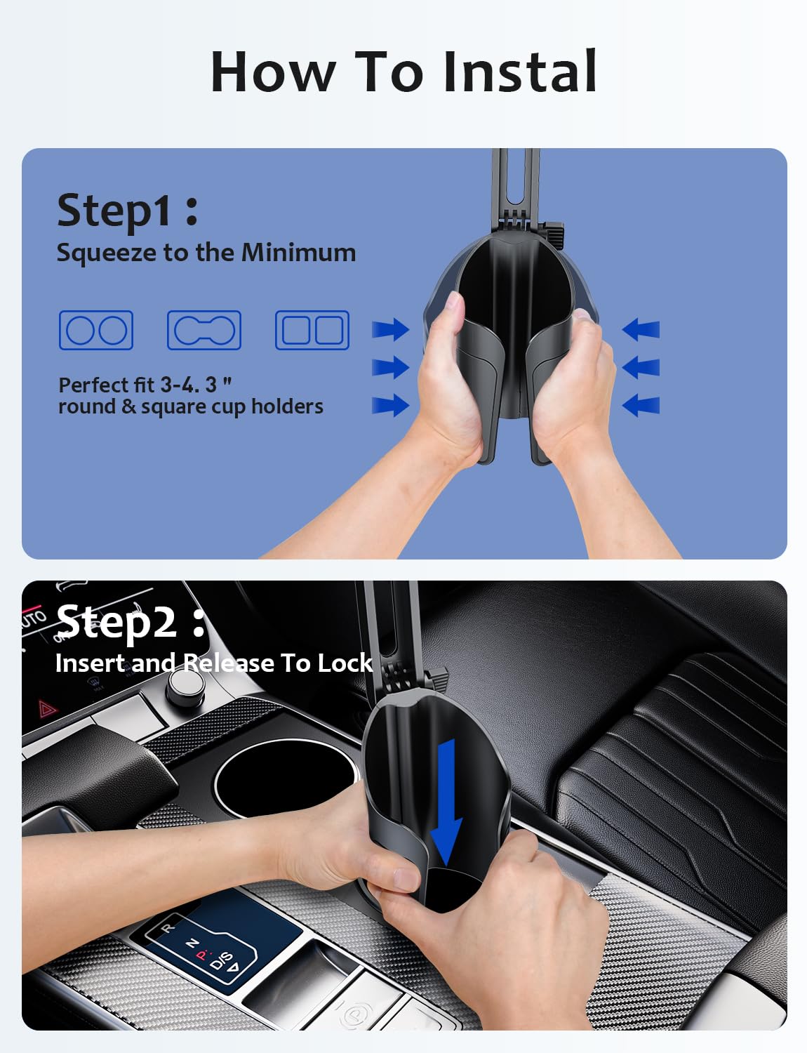 Cup Holder Phone Mount for Car, Tryone 2 in 1 Newest Phone Holder Car Cupholder Adjustable Long Neck Universal Cupholder Cell Phone Holder Cradle for iPhone, Samsung, Google and All Phones (Black)