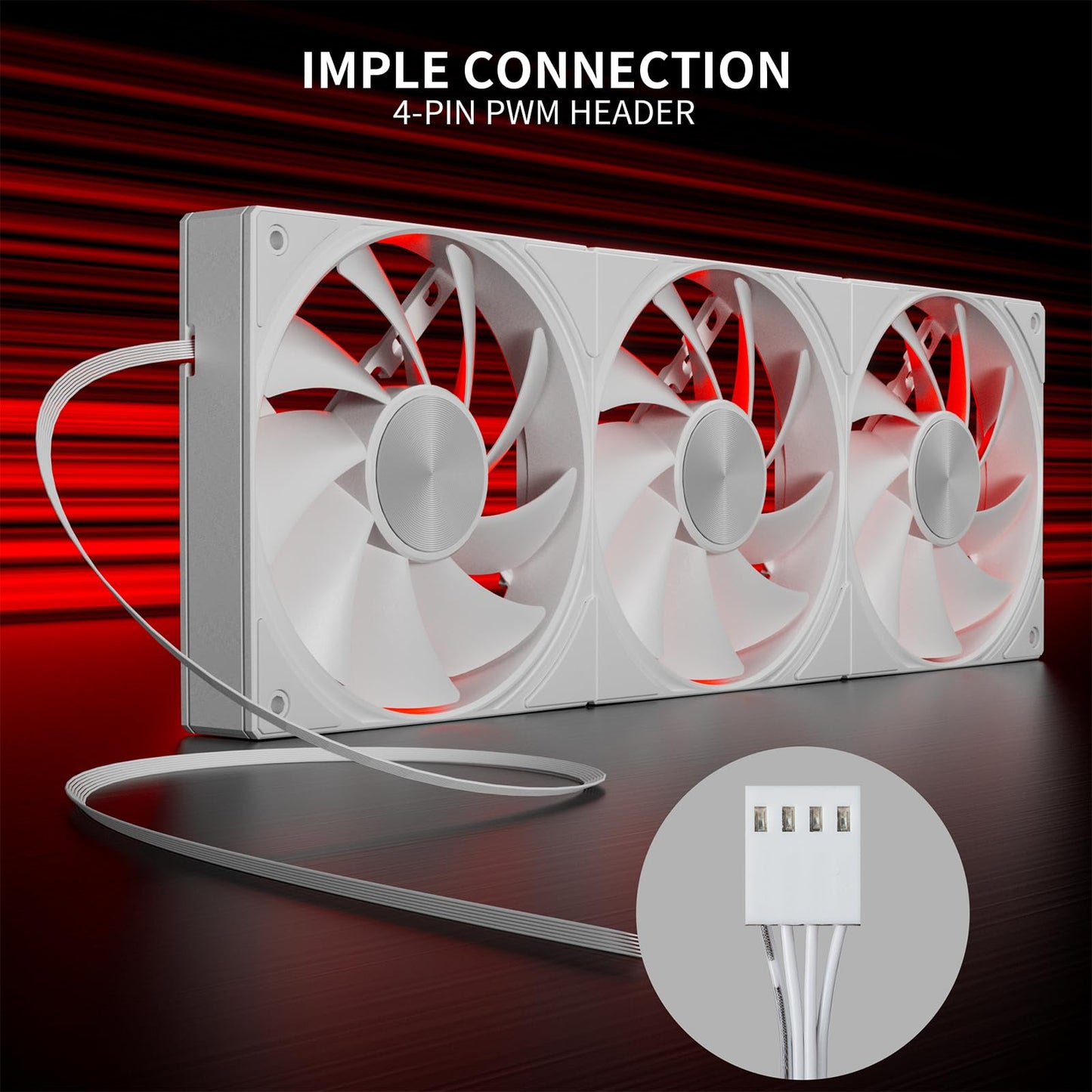 upHere U3T3-1650 pwm,High Performance Cooling Fan,4-Pin,1650 RPM (360mm,White)