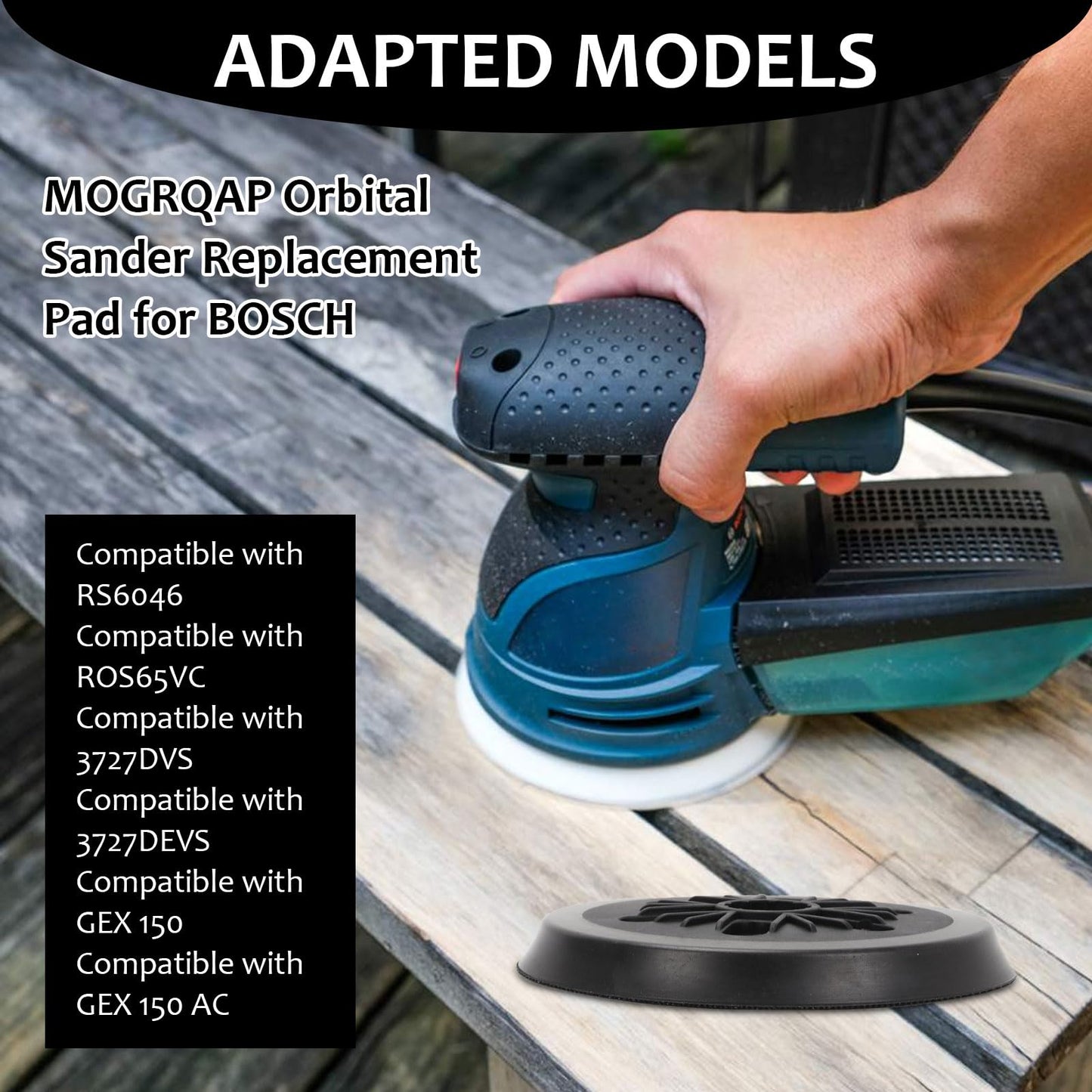 2 PCS 6 Inch Power Sander Replacement Pad Compatible with Bosch ROS65VC/1250DEVS/3727DVS/3727DEVS, 6 Hole Hook & Loop Discs Replace RS6045 & RS6046