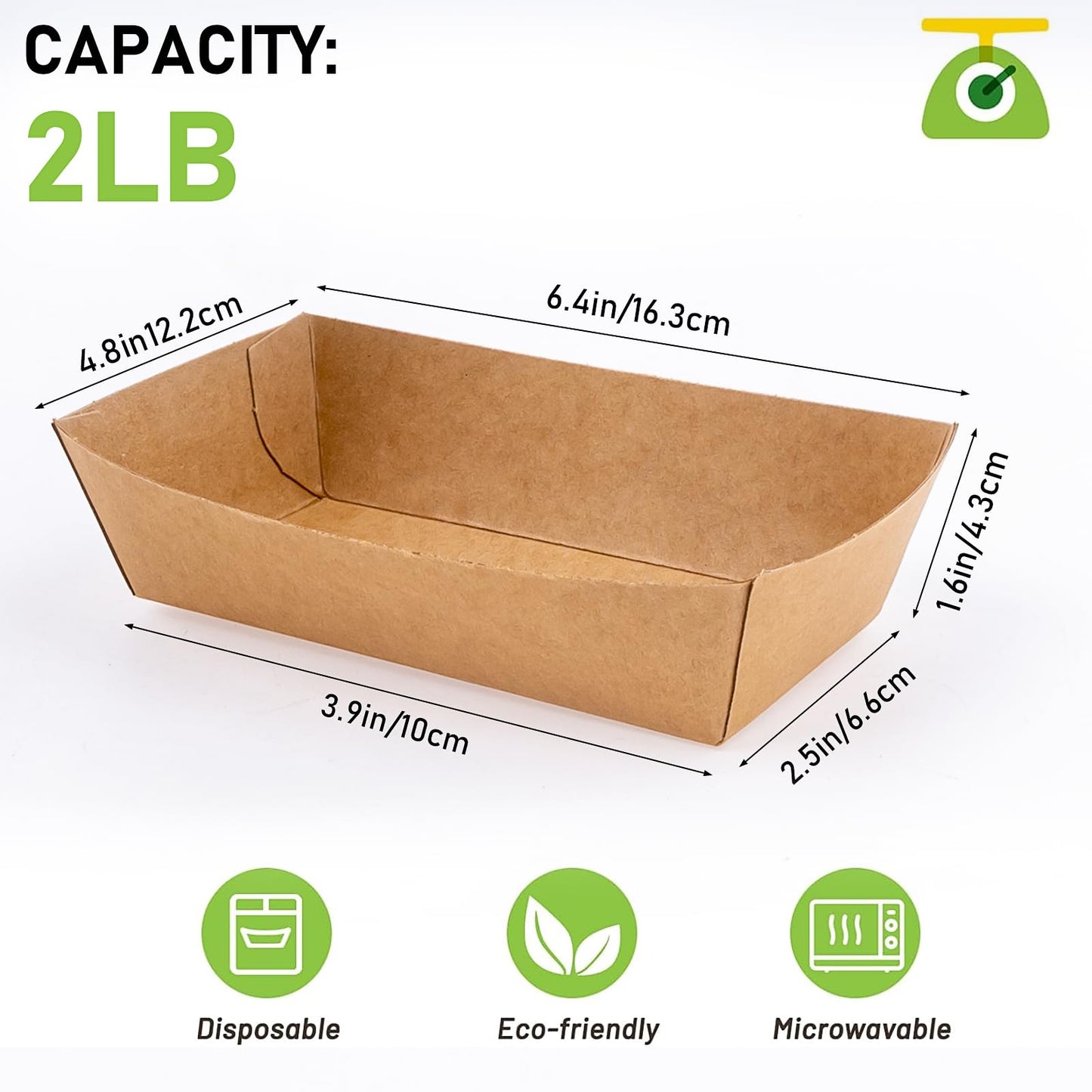 150 Pack Paper Food Boats, 2 lb Kraft Paper Food Tray, Disposable Brown Paperboard Serving Basket for Hot Dog Nacho, Grease Resistant Fast Food Snack Holder Container for Party