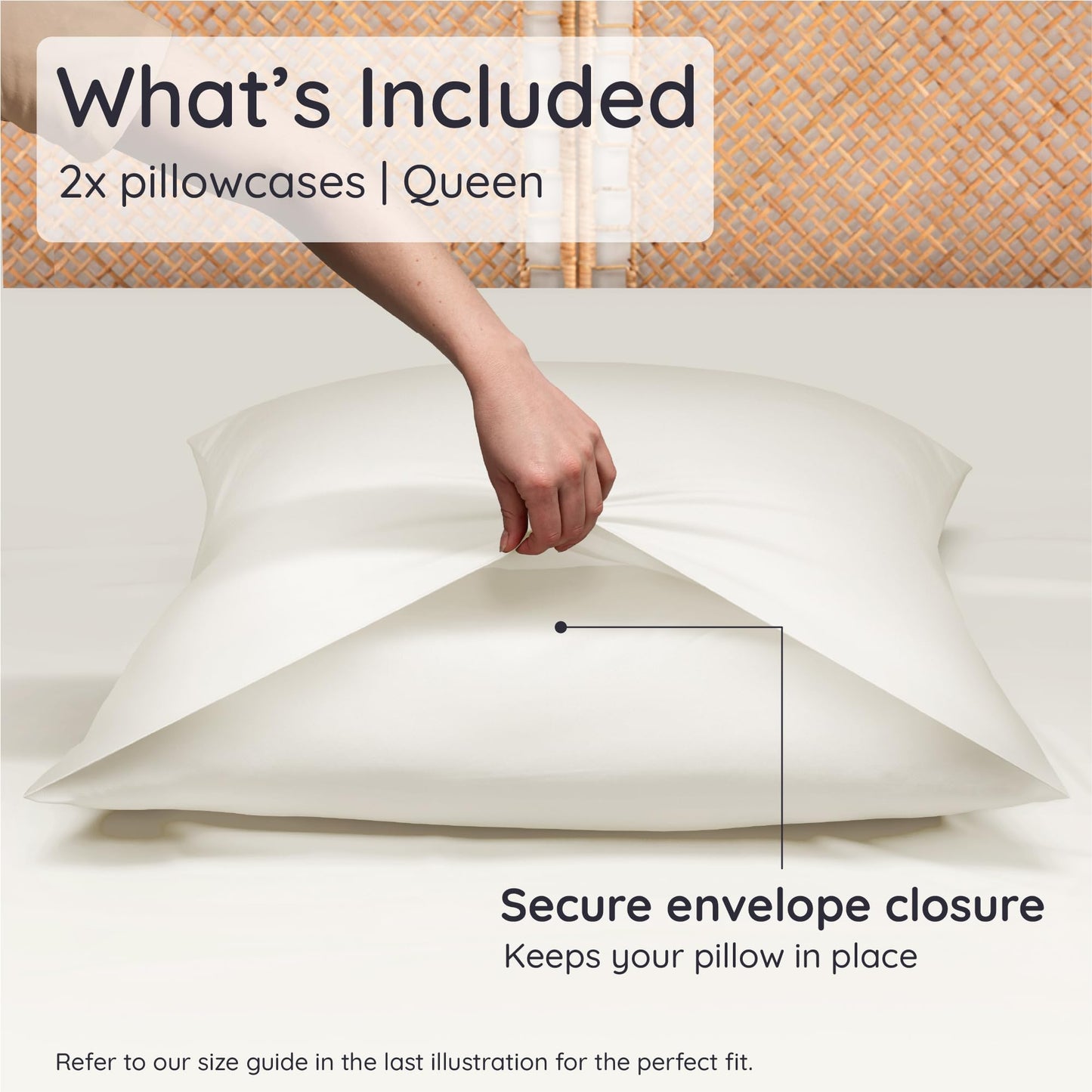 Bambaw 100% Viscose Derived from Bamboo Pillowcase Queen Size – Set of 2 Queen Cooling Pillow Cases for Hot Sleepers with Envelope Closure, Breathable & Super Soft Pillow Cases (Ivory)
