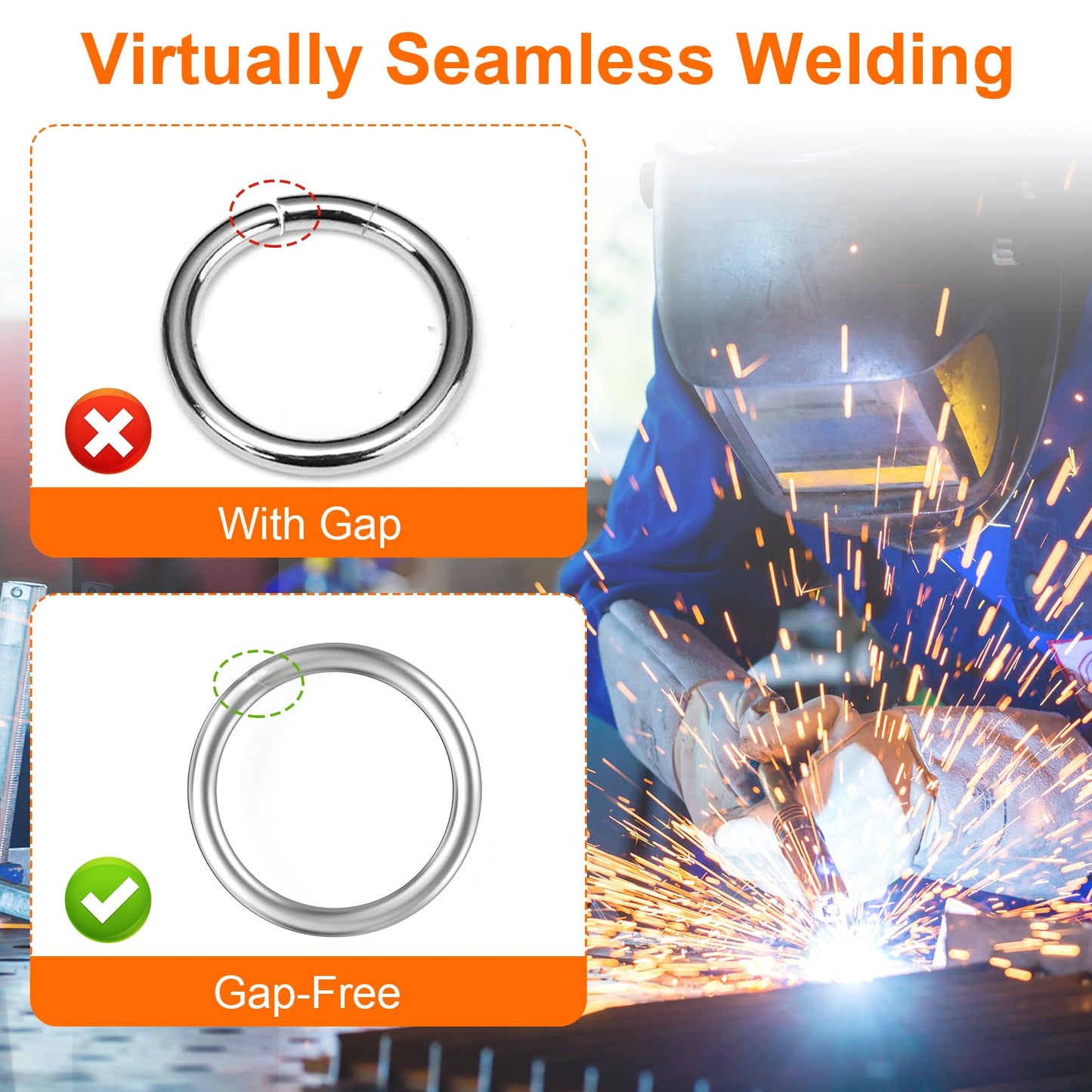 BEYOURD 6 inch Metal O Rings, Stainless Steel Round Ring Buckles, Solid Welded Metal Loop for Macrame, Hanging Slings Rope