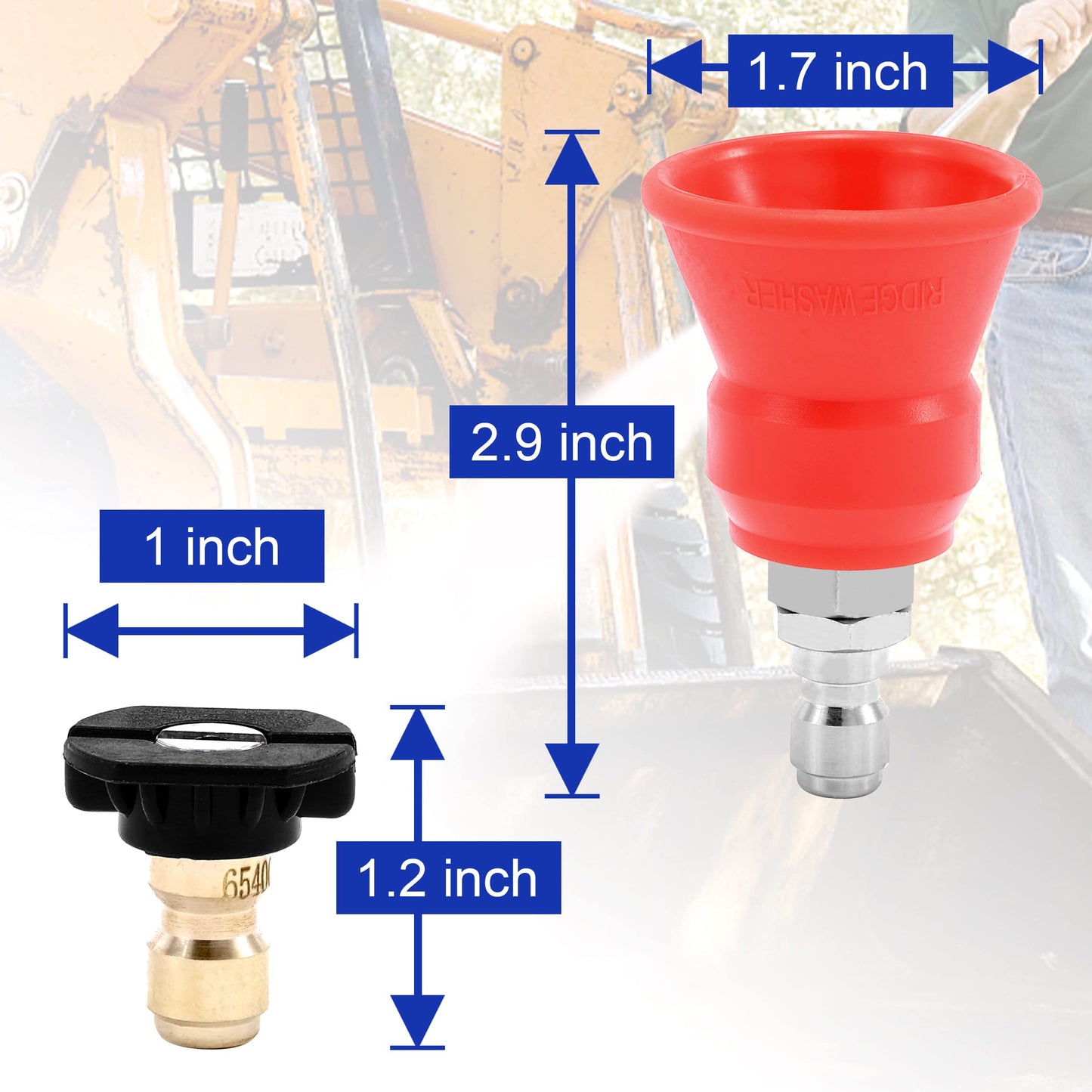 RIDGE WASHER Pressure Washer Nozzle Guard, Power Washer Nozzle Tips with Protector Holder, 5 Pressure Washing Tips with 1/4" Quick Connect, Orifice 3.5