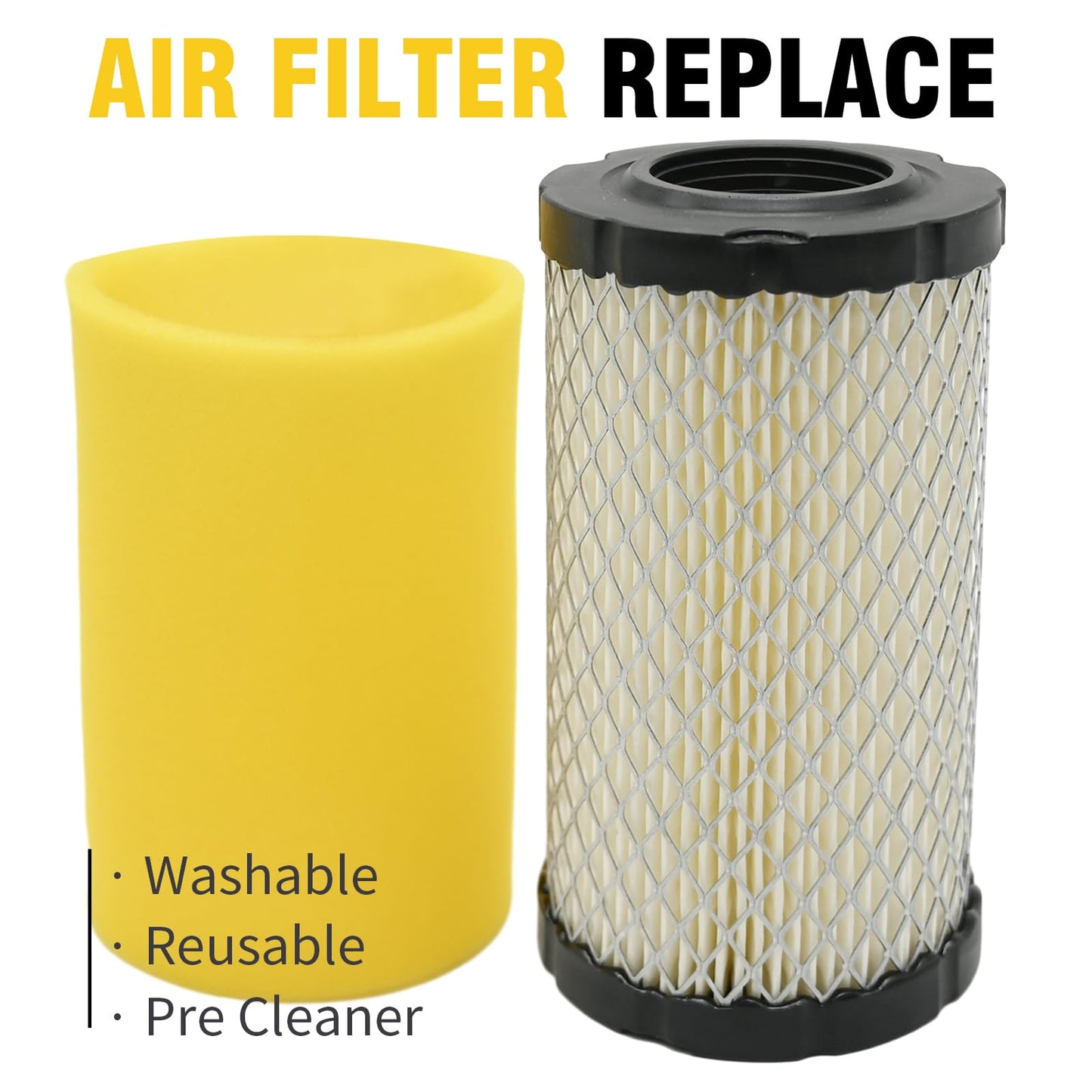 SYOWADA 793569 Air Filter 696854 Oil Filter Kit, Replacement for John Deere LA125 LA115 D100 D110 D120 L100 E110 Series 20-21 HP Lawn Mower Tractor, Replaces 793685 492932