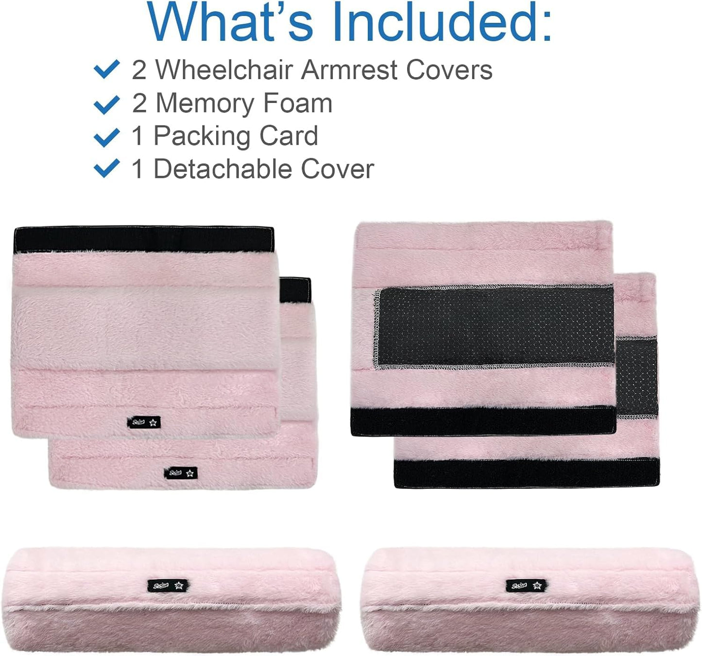 SPRING SEAON Wheelchair Armrest Covers 2 Pack Soft Memory Foam Wheelchair Armrest Pads Wicking Washable for Office Transport Chair(Pink)