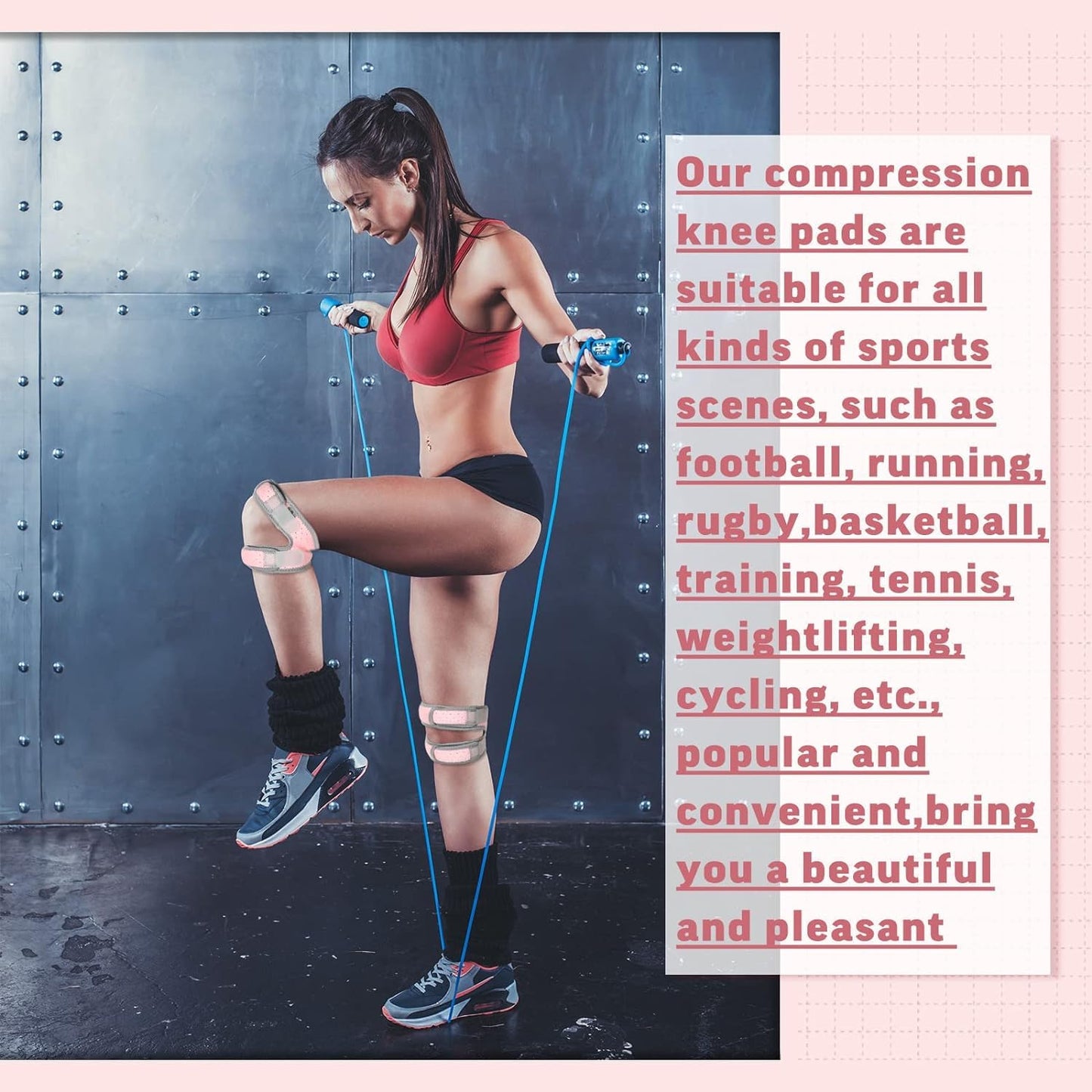 Patellar Tendon Support Strap, Dual Knee Brace with Silicone Insert, Adjustable Compression Neoprene Knee Strap for Running, Arthritis, Jumper, Tennis Injury Recovery - 1 Pair, Pink