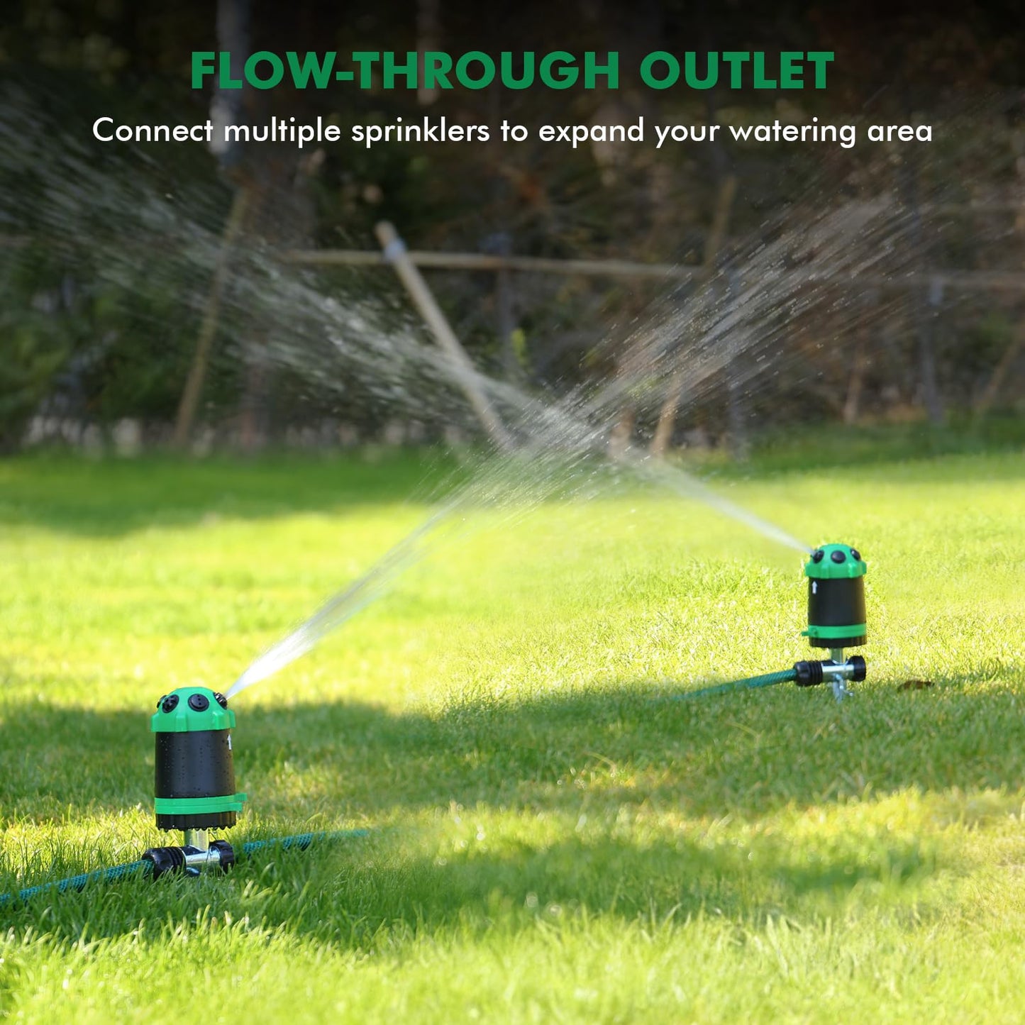 RESTMO Gear Drive Sprinkler with Metal Spike Base, 6-Pattern Multi-Adjustable Lawn Sprinklers for Yard, Heavy Duty Watering System for Garden Plant, Flower Bed and Large Area Watering