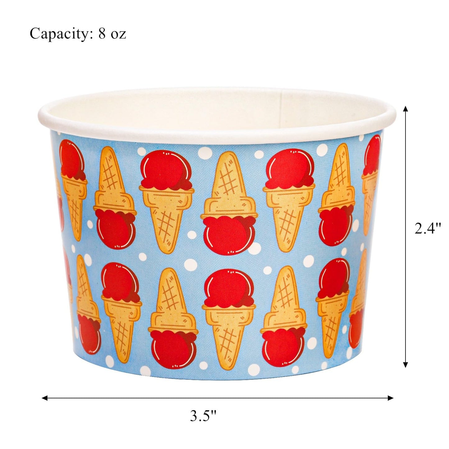Cididu 240 Pack Paper Ice Cream Cups, 8 Oz Disposable Dessert Snack Bowls, Parties Suppliers Treat Cups for Hot and Cold Food, Soup, Fruits, Frozen Yogurt
