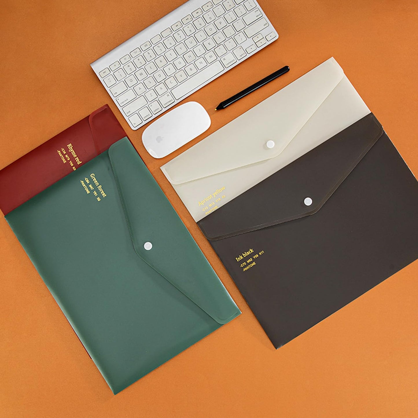 VANRA File Folders Letter Size 12 Pack Plastic File Envelopes with Snap Closure, A4 Filing Envelope Project Folder Holder File Pockets Jacket Document Letter Organizer (4 Colors)