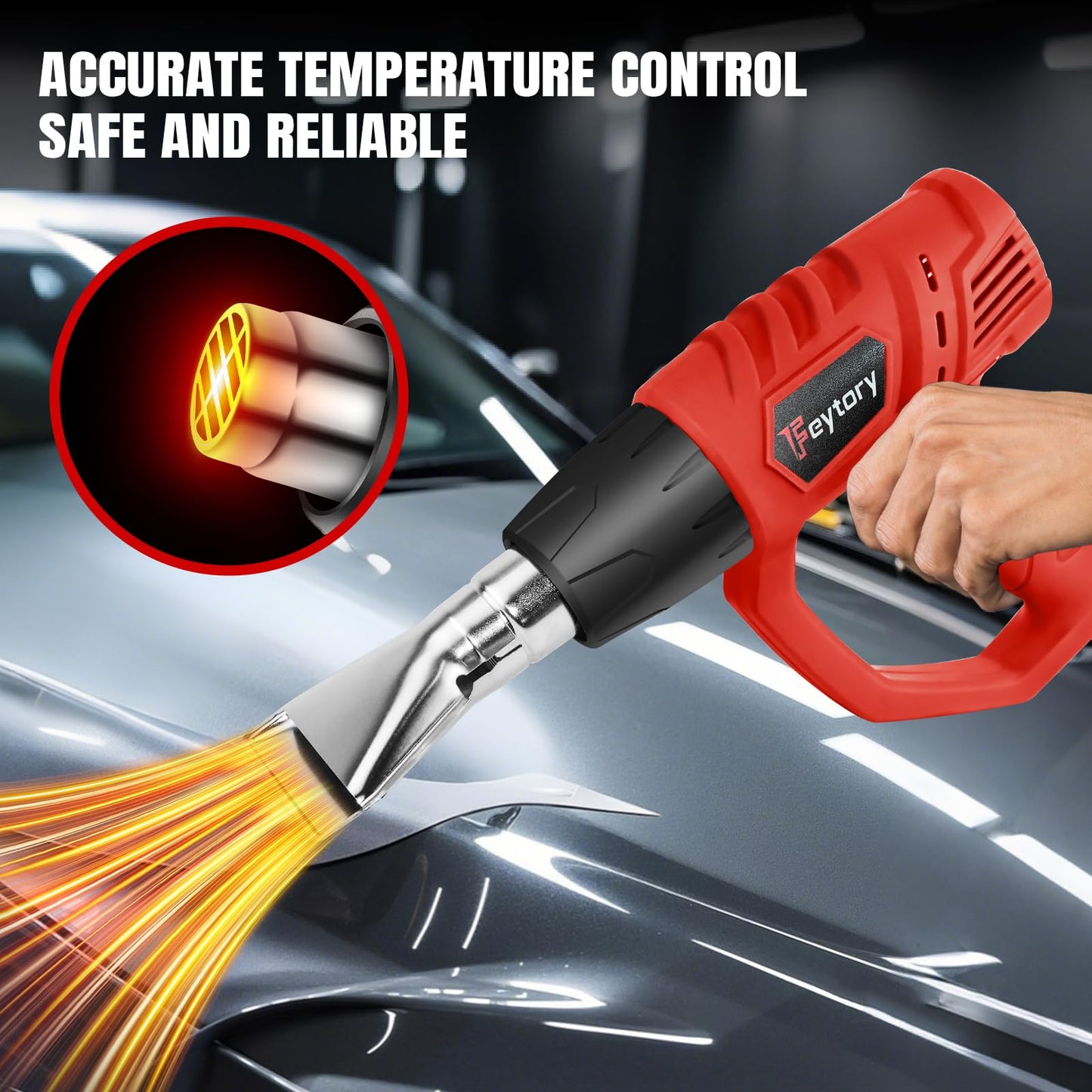 Heat Gun 2000W Hot Air Gun with 2 Temperature Settings 300℃ & 600℃, Dual Air Flow Heat Guns Kit with 4 Type Nozzles and Overload Protection, Great for DIY Crafts Removing Paint Bending PVC Pipe