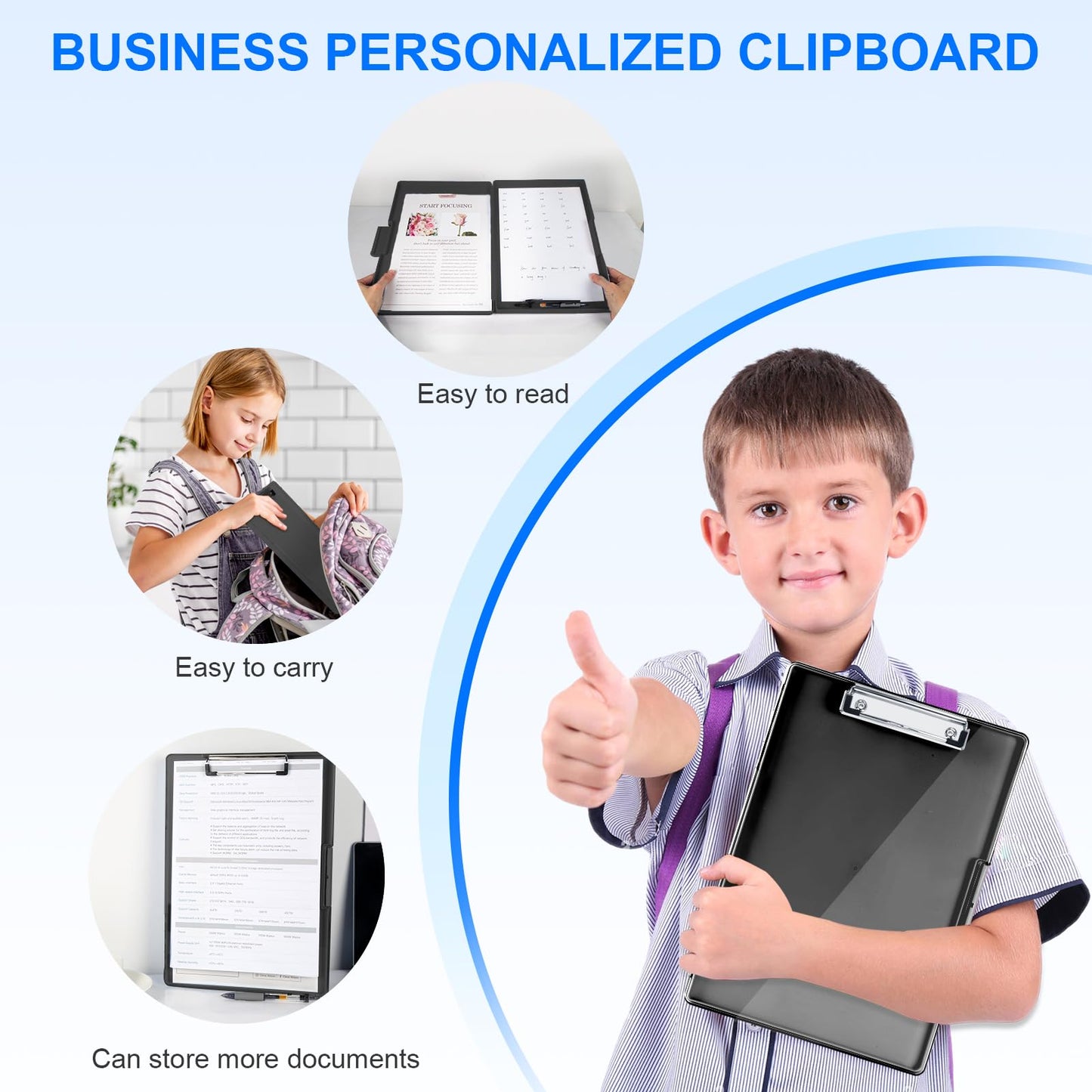 Clipboard with Storage, Heavy Duty Clip Boards 8.5x11 with 2 Storage Case, Clear Visible Top Panel Storage Clipboards, Smooth Writing for Work, Office Supplies, School Supplies