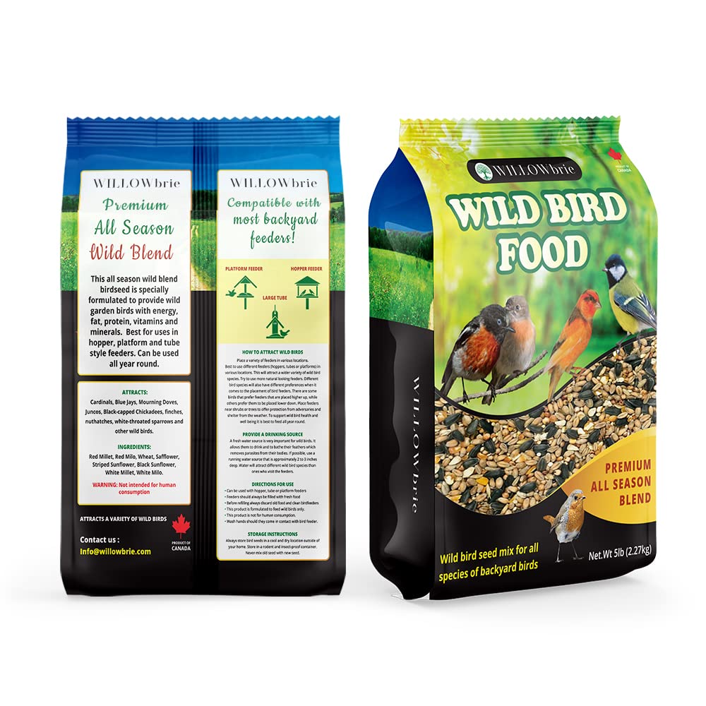 Premium Wild Bird Seed | Willowbrie Bird Seed | Birdseed for Outdoor Feeders | Wild Bird Food | Wild Bird Feed | 5lb Bag