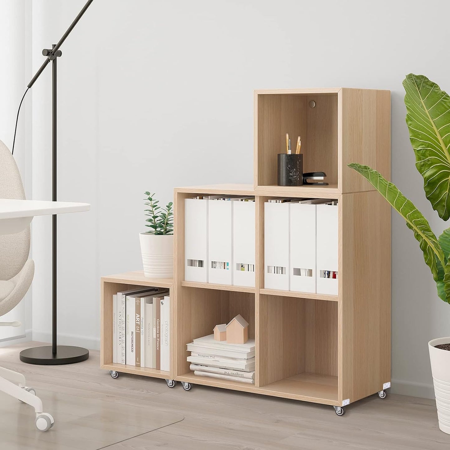 Luxinika L-Shaped Caster Wheels 1.5 Inch, Small Side Mount Casters Set of 4 Heavy Duty 176 Lbs with Brakes, Silent TPE Rubber Swivel Plate Caster Wheels for Furniture, Rolling Cabinets, Tables