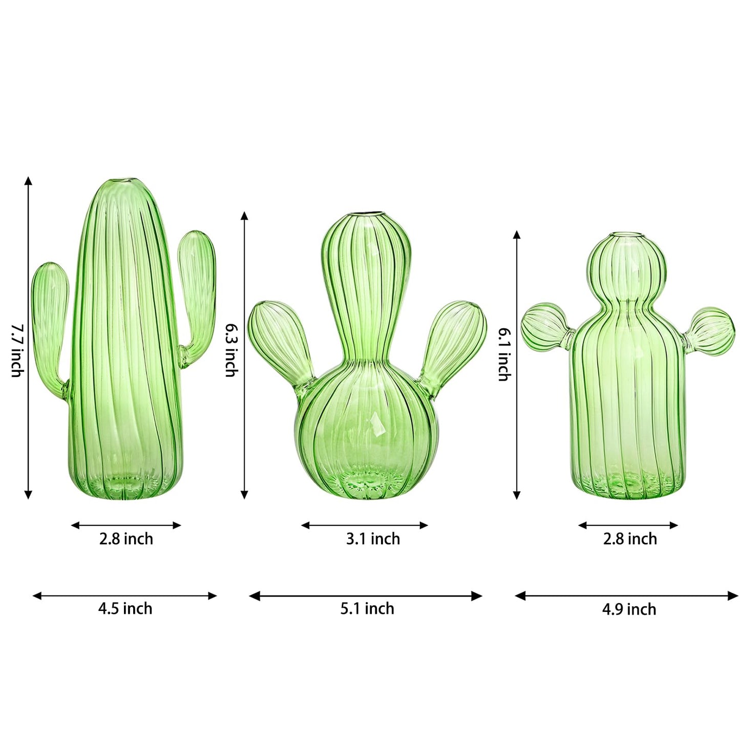 Suwimut 3 Pack Cactus Plant Propagation Station, Mini Terrarium Glass Vases for Indoor Plants, Small Hydroponic Pots for Flowers, Cute Glass Planters Gifts for Women Home Garden Decor