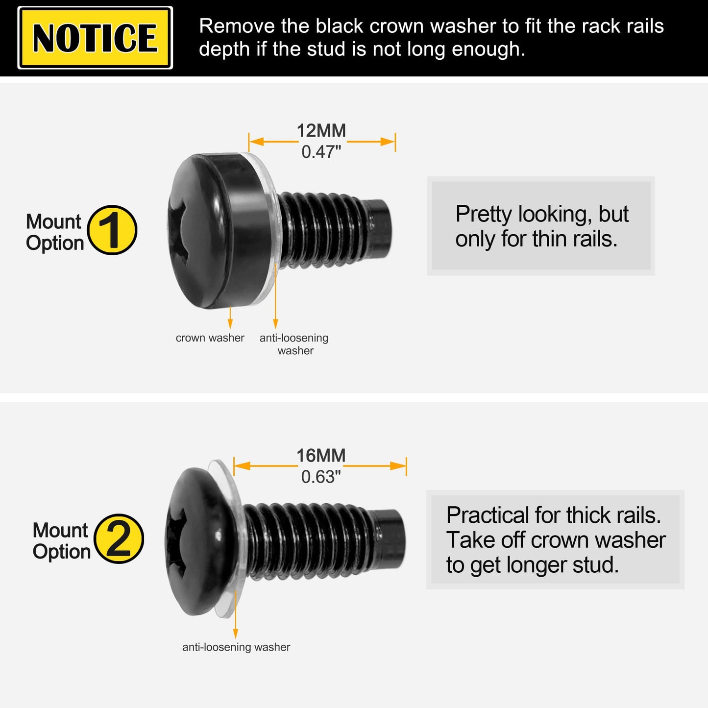 RIVECO Rack Screws & Cage Nuts for Server Cabinets & Racks Mounting Network Equipment Clip Nuts 50 Sets M6 x 16mm Black…