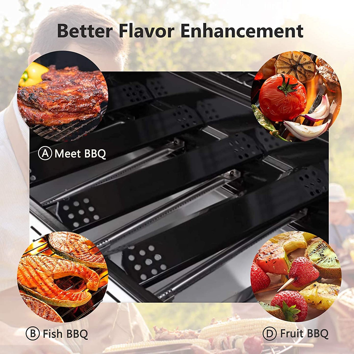Criditpid Barbecue Heat Shield Replacement for Nexgrill 720-0882A 720-0896 720-0830H 720-0783E, Grillmaster 720-0697 720-0737, Members Mark 720-0830F, Porcelain Steel Burner Cover.(5 Pack)