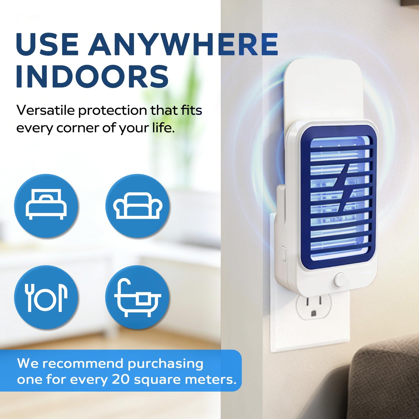 2-in-1 Electric Mosquito Zapper & Night Light | Chemical-Free Bug Zapper with Repellent Sticker Slot for Home, Bedroom, Baby Room & Travel