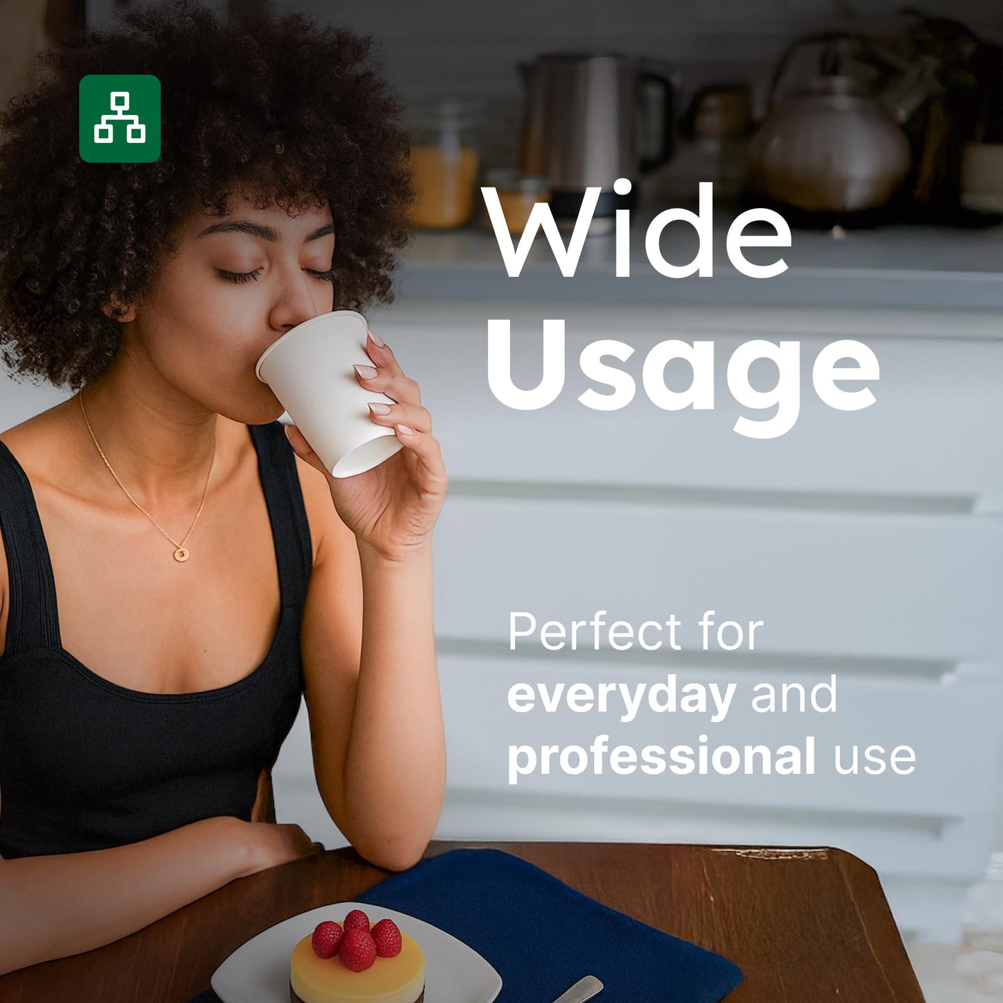 8oz Disposable Coffee Cups with Lids – Set of 100 Disposable Cups for Hot and Cold Drinks – White Paper Cups with Lids for Thermal Protection – 100 Units, 8oz Each