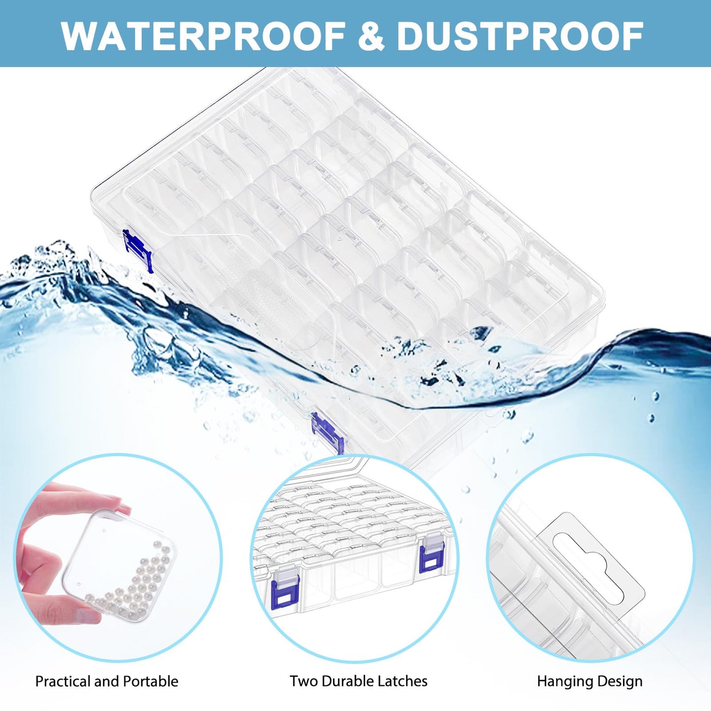 DILIBRA Bead Organizer Box, 46 Pcs Small Bead Organizers and Storage Plastic Cases, Mini Clear Craft Storage Containers Boxes with Hinged Lid for Diamond Painting Accessories, Jewelry, DIY Crafts