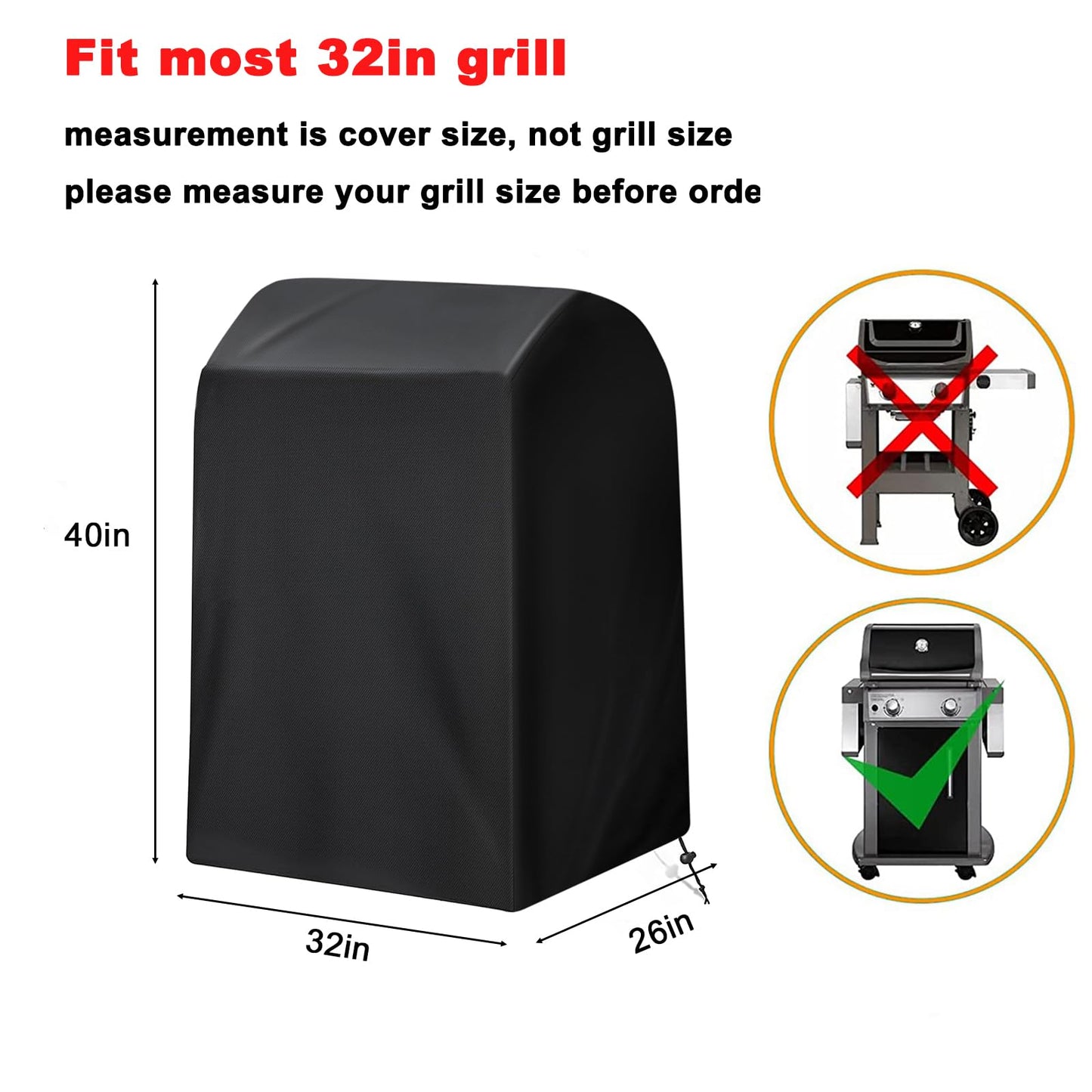 Samhe Grill Cover, 32-Inch Waterproof UV Resistant Heavy Duty BBQ Gas Grill Cover for Nexgrill Brinkmann Weber
