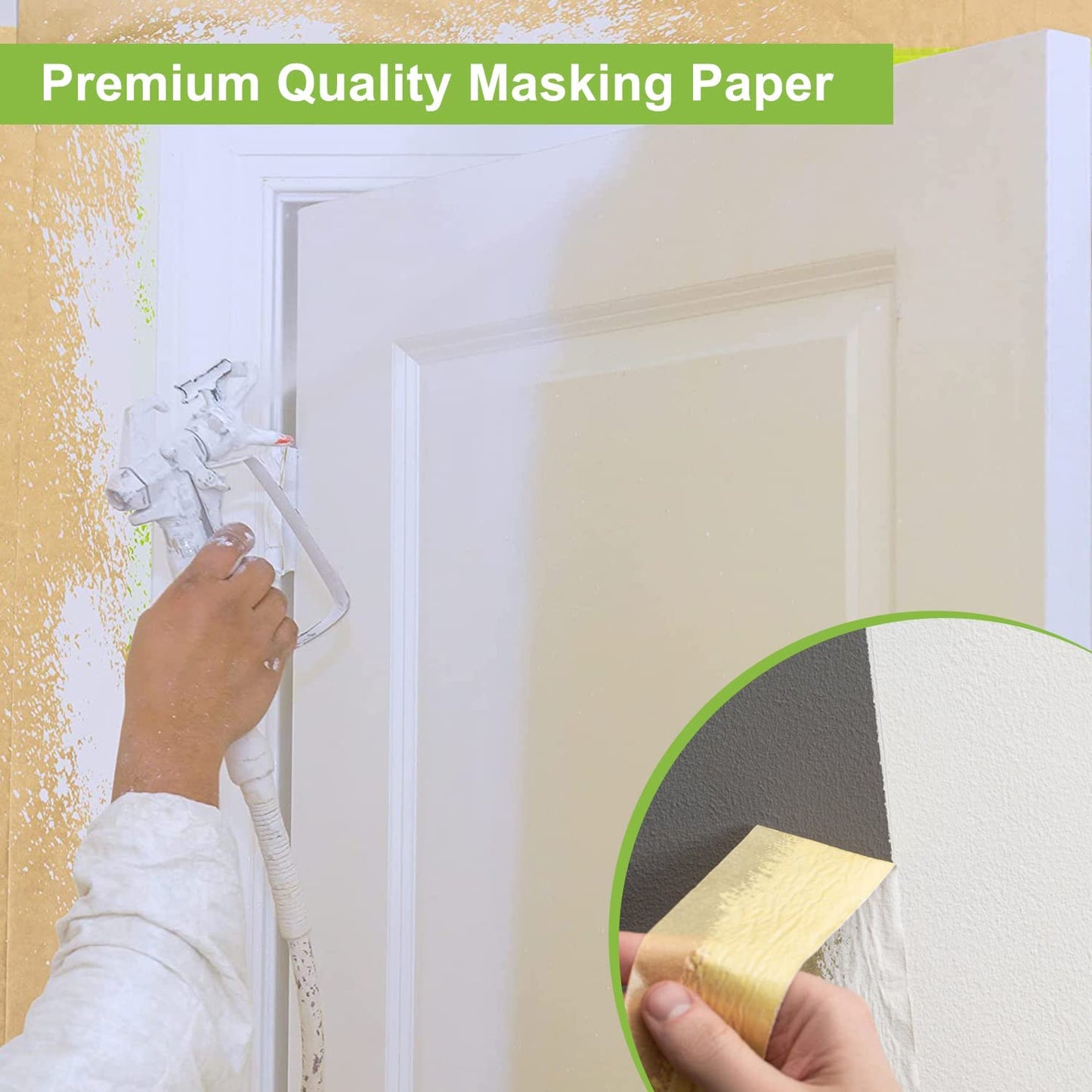 Paint Masking Paper, 4 Pack Car Protection Covering Paper, Tape and Drape, for Car and Furniture Protection (Unfold 12 Inch Wide and Total 200 Feet Long)