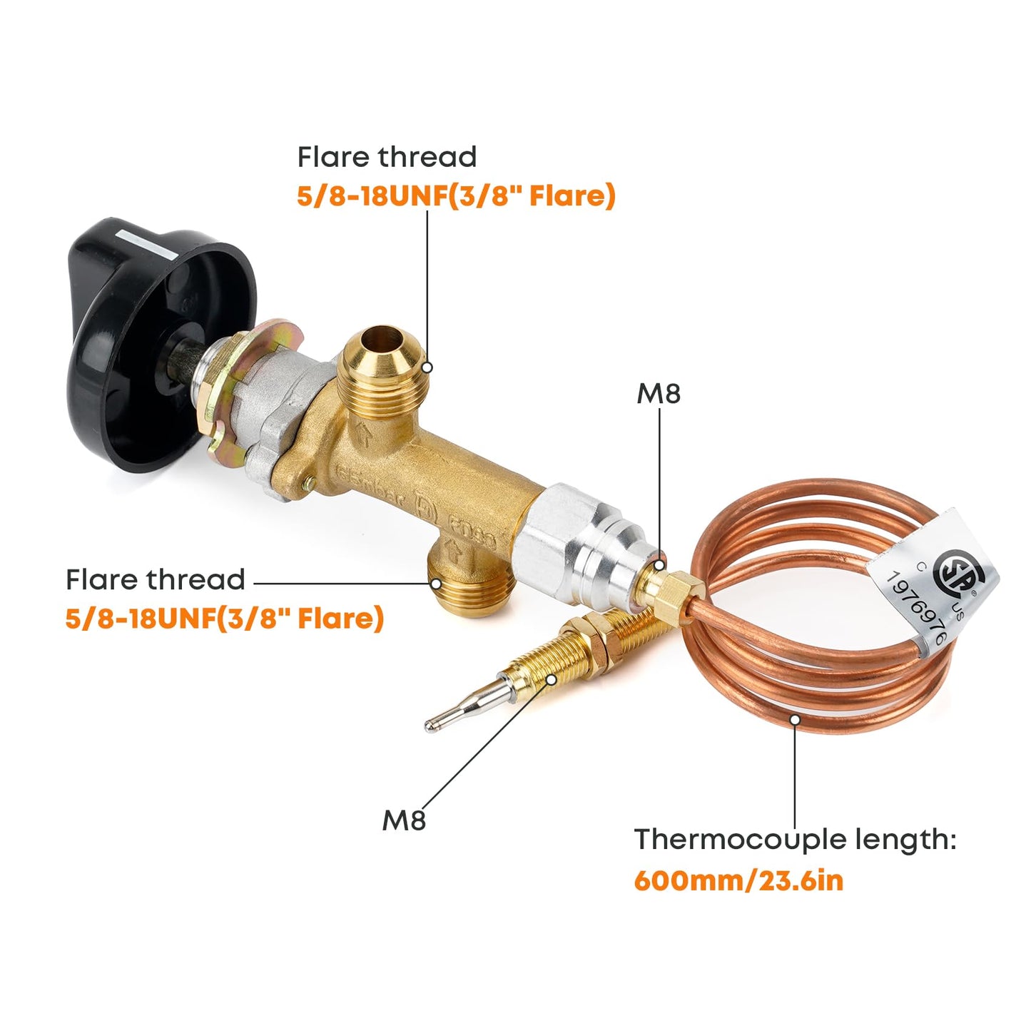 Stanbroil Low Pressure Propane Gas Flame Failure Safety Control Valve Kit Fits for Fireplace, Fire Pit, Gas Grill, Heater