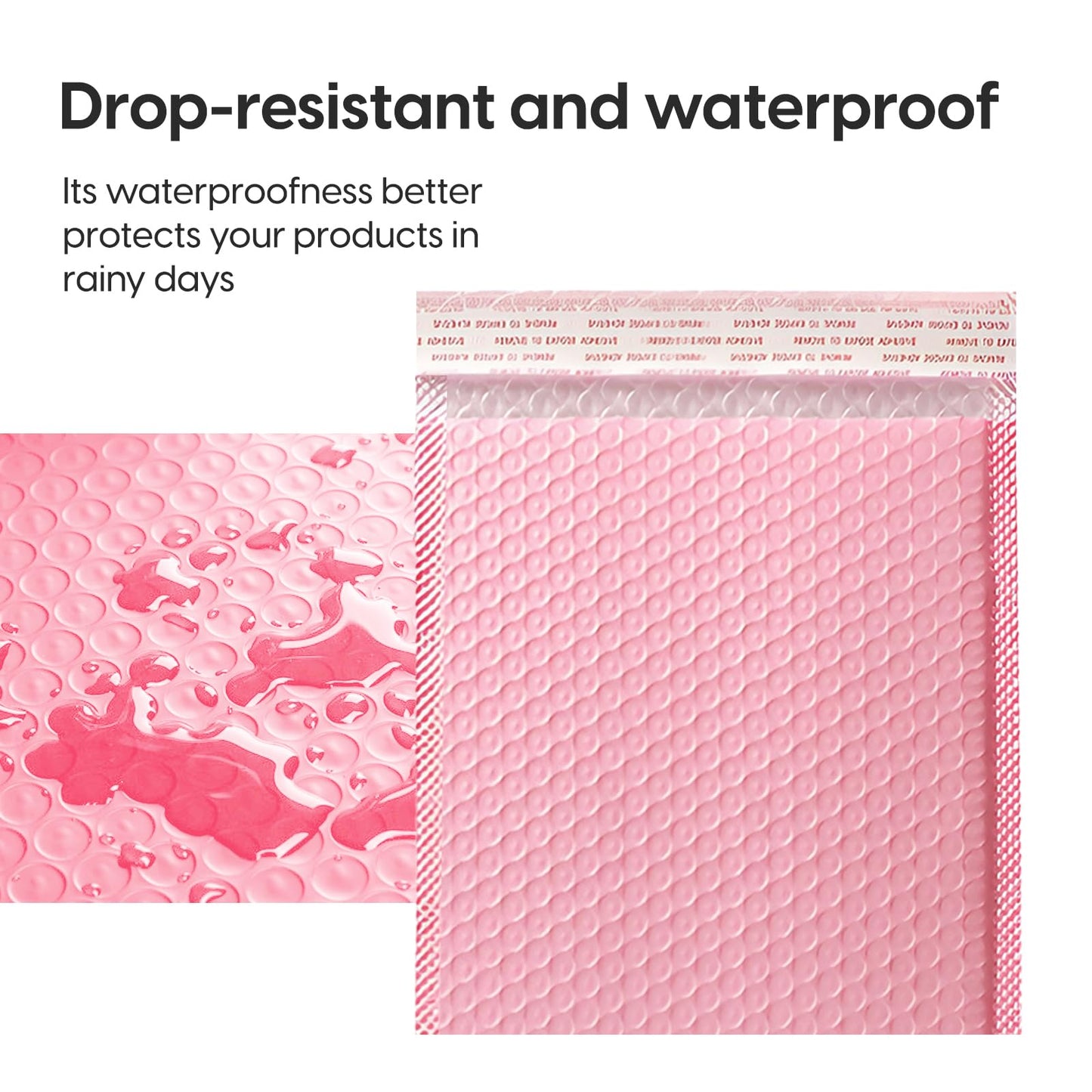 Bubble Mailers Waterproof 6 x 8 inches 50pcs Shipping Envelopes Multicolors Padded Envelopes Self Seal Adhesive (Pink, 6''x8'')