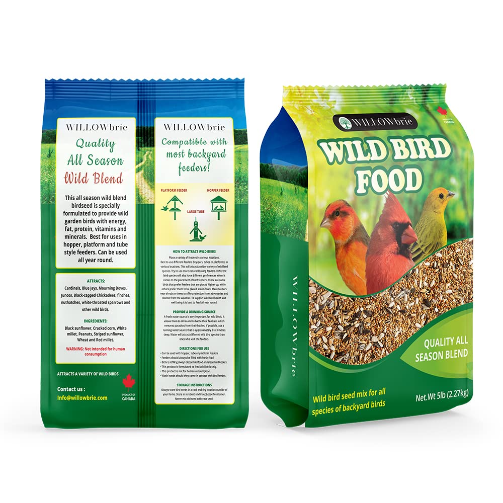 Quality Wild Bird Seed | Willowbrie Bird Seed | Birdseed for Outdoor Feeders | Wild Bird Food | Wild Bird Feed | 5lb Bag | Canadian