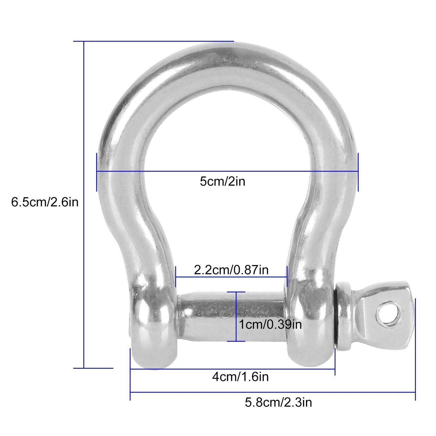 YOUNTHYE 10 PCS Clevis Shackle 3/8 Anchor Shackle Stainless Steel M10 Screw Shackle 3/8 Inch Chain Shackle Bow Shackle Clevis Heavy Duty Screw Pin Shackle for Anchor, Towing, Off Road Recovery