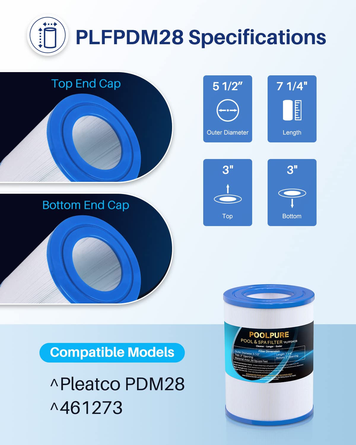 POOLPURE PDM28 Spa Filter Replaces Aquarest Dream Maker 461273 Hot Tub Filter (Pack of 1)