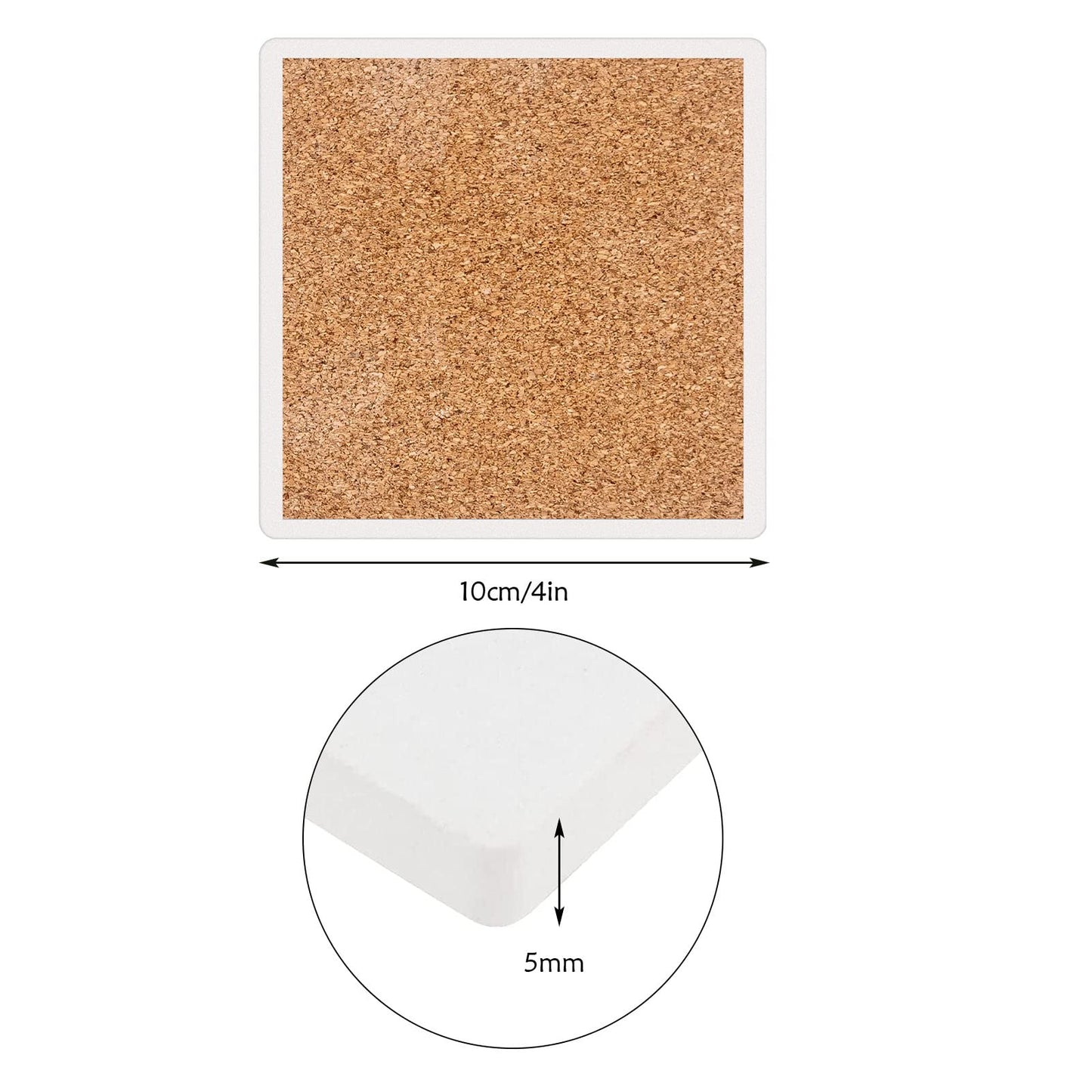 12 Pcs Ceramic Tile for Crafts Coasters, 4 Inch Blank Coasters Unglazed Ceramic White Tiles with 12 Pack Cork Backing Pads, Square Drink Cup Mat for DIY Arts Painting Craft Project Coasters