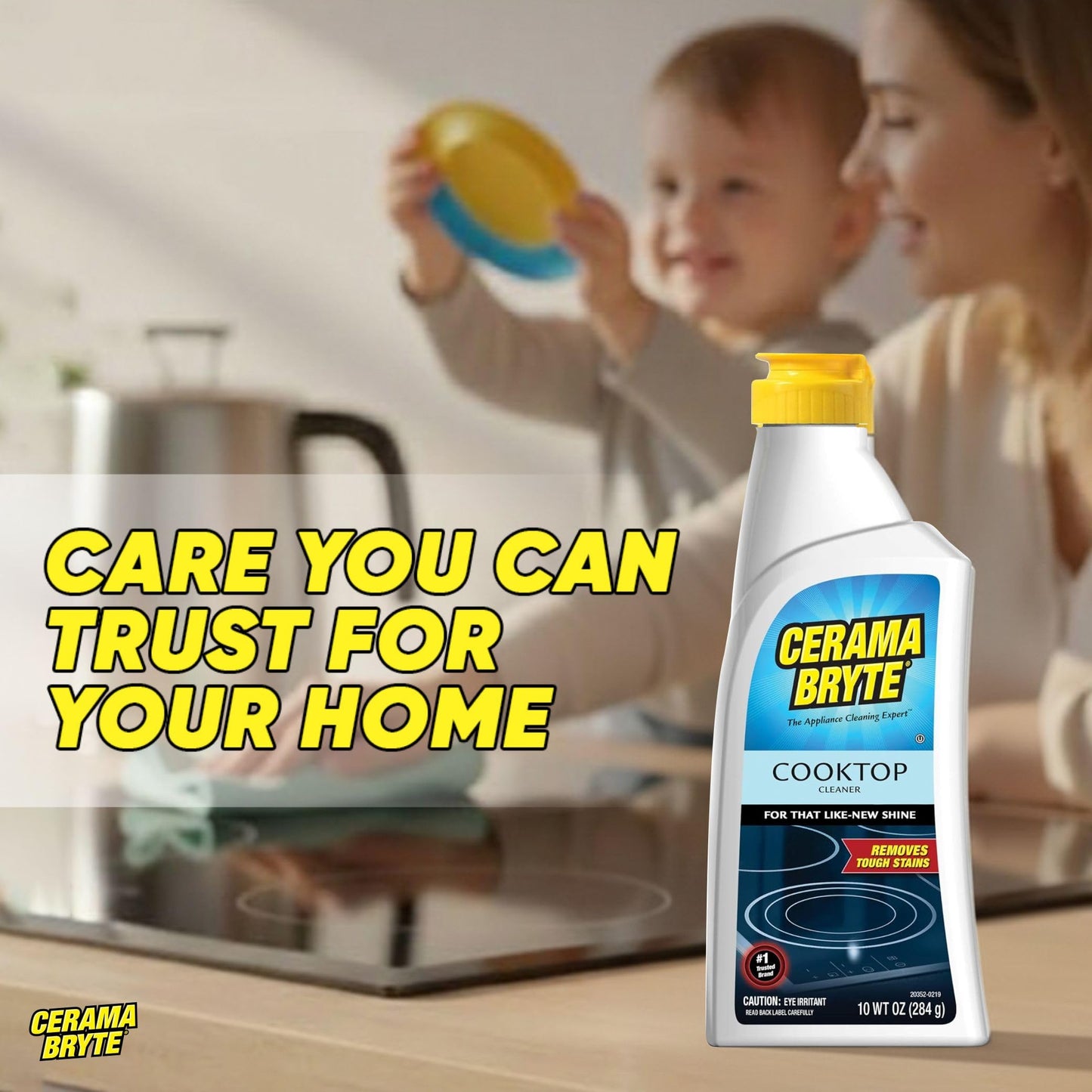 Cerama Bryte - Cooktop Cleaning Kit - Includes 10 oz. Bottle of Cerama Bryte Cooktop Cleaner, 1 Cleaning Pad and 1 Scraper