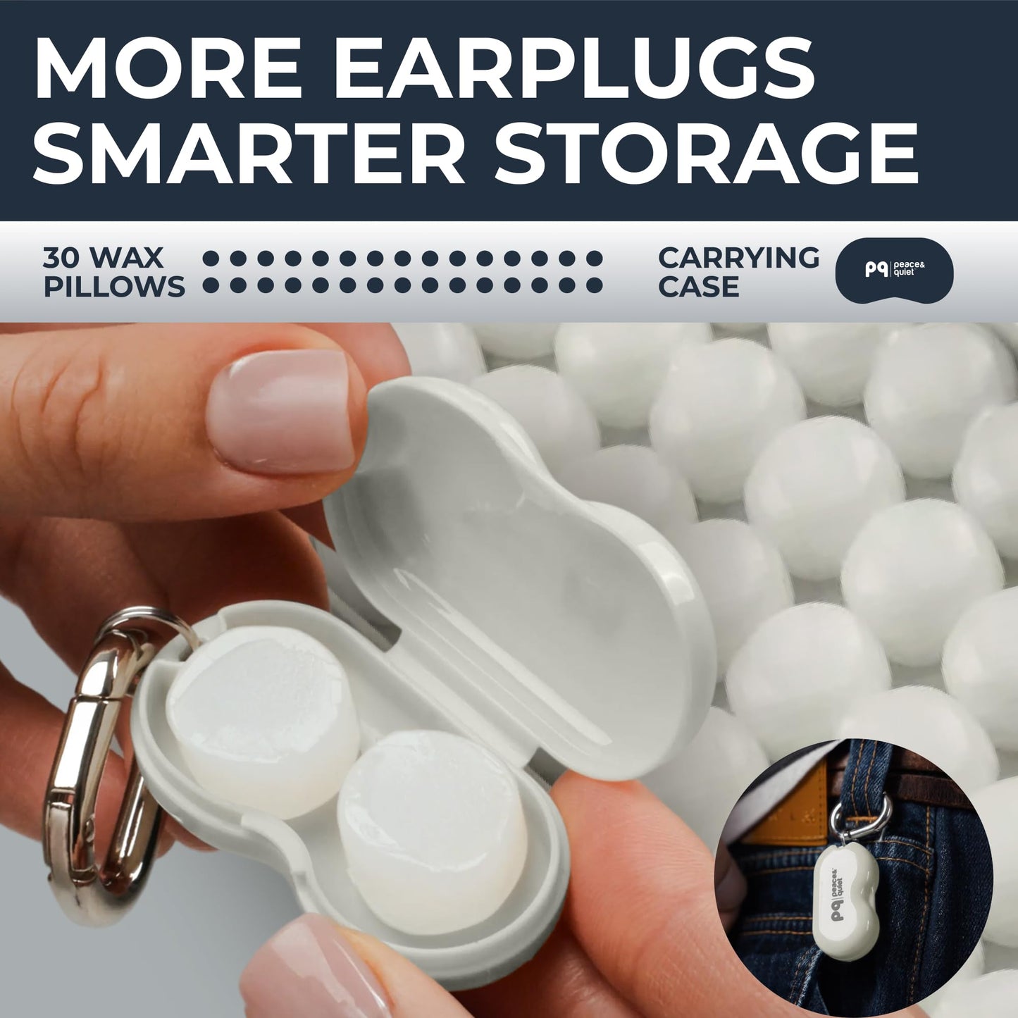 PQ Wax Earplugs for Sleep - 30 Silicone Wax Earplugs for Sleeping, Swimming, Shooting, Snoring, Sound Blocking Level 32 dB, Noise Cancelling Womens Ear Plugs