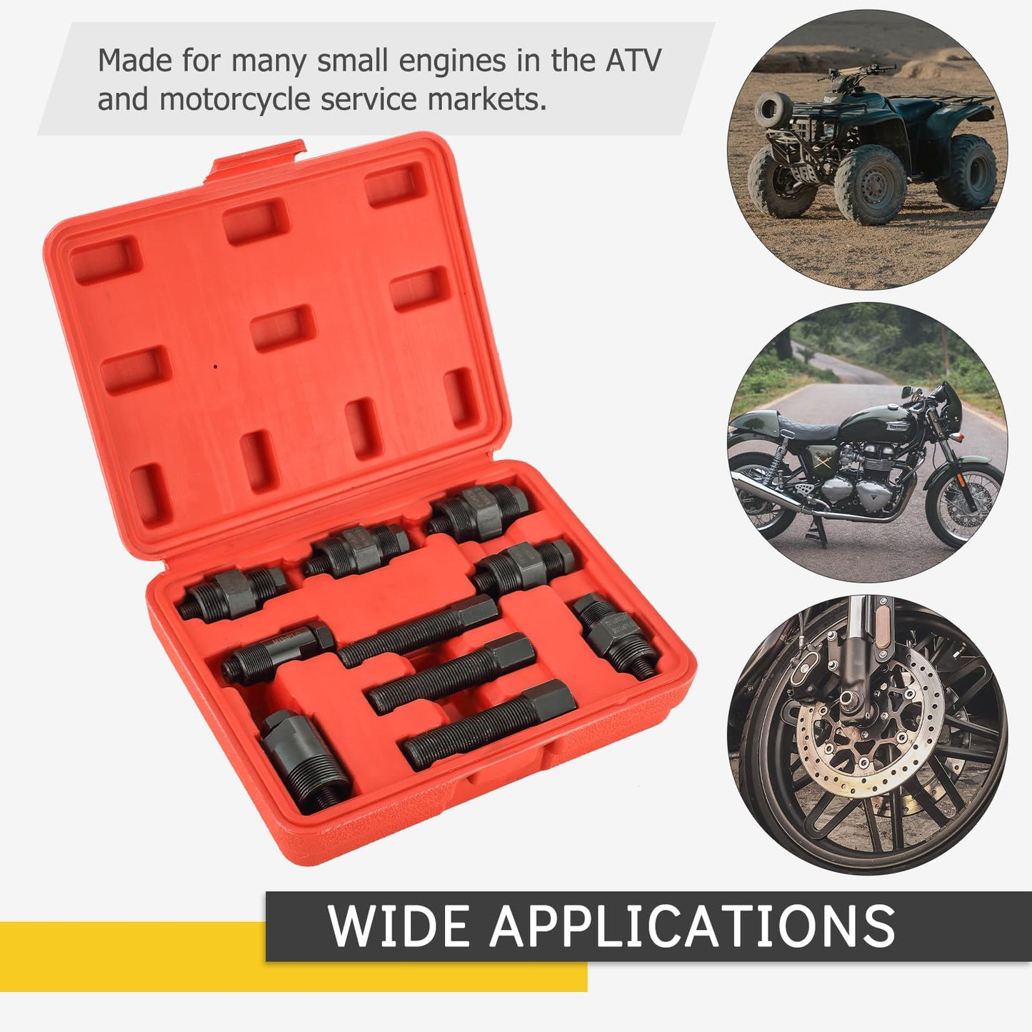 Acymner Motorcycle Flywheel Puller Set | 10PCS Universal ATV Motorcycle Repair Tool for Motorcycle Bikes, Honda, Suzuki, Bosch, Kawasaki, Ducati, Yamaha Flywheel