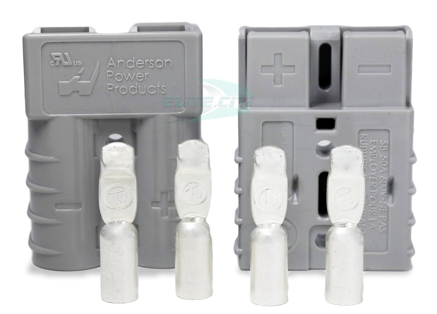 Anderson Power Products SB50 Connector Kit, 50 Amps, 36V Gray Housing, w/ 6 AWG, 6319 (Pair)