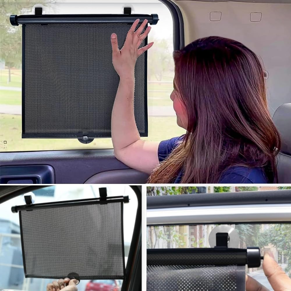 Retractable Auto Roller Sunshade,15.7""×17.7"" Car Window Shade,Baby Car Accessories,Comes with Enhanced Suction Cups,for Most Cars,SUV, Trucks,House and Office Window