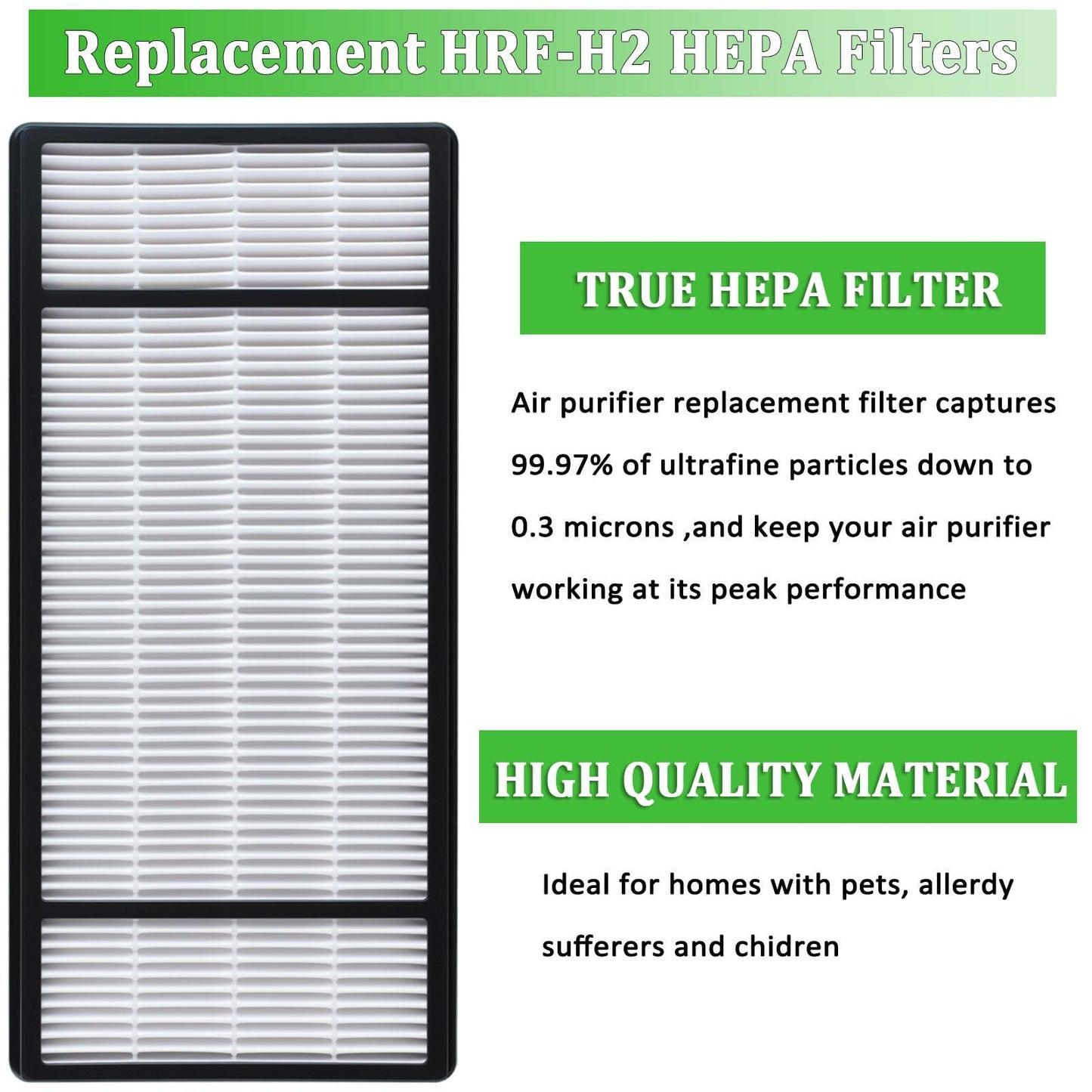 2 True HEPA Replacement Filter H and 4 Carbon Pre Filter B Compatible with Honeywell Filter H HRF-H1 HRF-H2,Compatible with Honeywell HPA050,HPA060,HPA150,HPA160,HHT055,HHT155 Series Air Purifiers