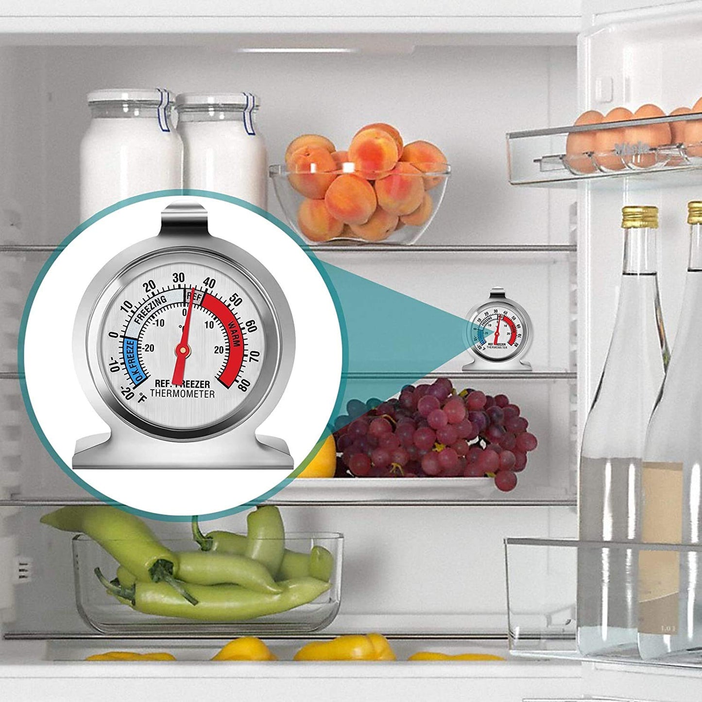 Refrigerator Thermometer, Large Dial Freezer Thermometer,Classic Series Temperature Thermometer for Refrigerator Freezer Fridge Cooler (5Pack)