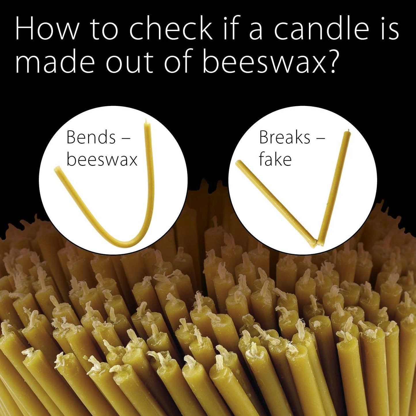 Danilovo Thin Taper Beeswax Candles - Honey-Scented, Decorative Candles Ideal for Birthday Decoration or Church Prayers - Yellow Drip Free, Tall & Smokeless Pack of 50 pcs, 16 cm x 5 mm