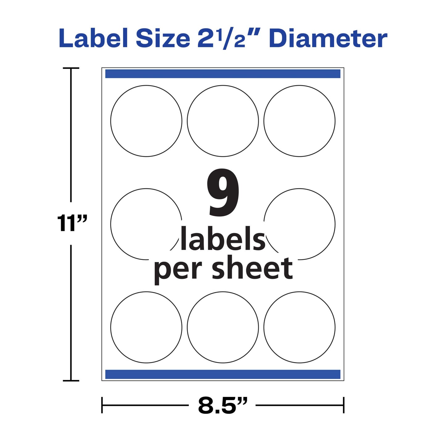 Avery Print - To - The - Edge Round Labels, Glossy White, 2.5-Inch Diameter, 90 Labels (22830)