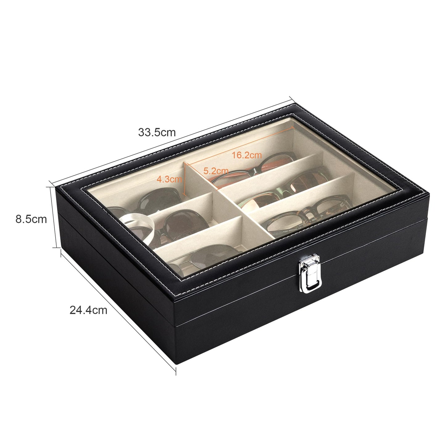 CO-Z Leather Multi Sunglasses Organizer Box for Women Men, Eyeglasses Eyewear Display Case, Sunglass Glasses Storage Box (8 Slot)