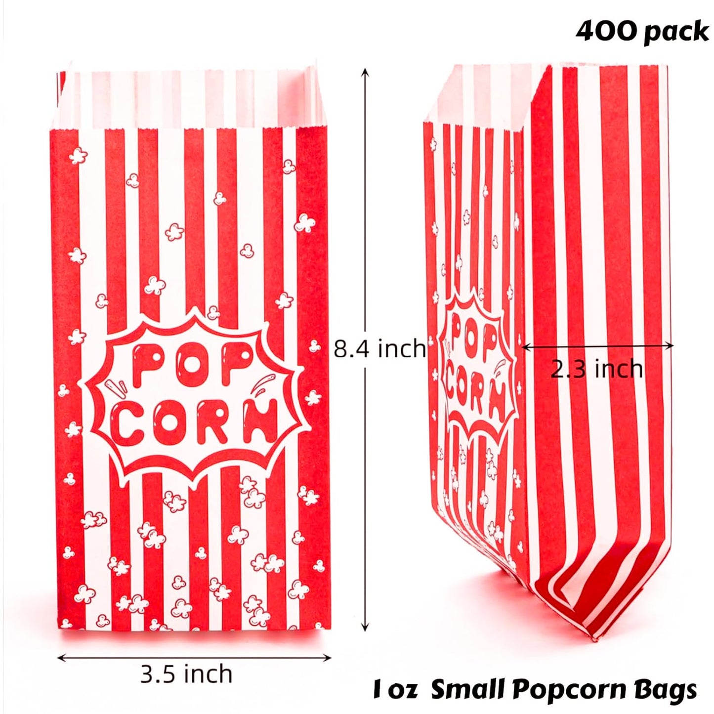 Mezchi 400 Pcs Small Popcorn Bags, 1 Oz Paper Popcorn Bags Bulk for Popcorn Machine, Greaseproof Popcorn Containers Cups for Individual Servings, Party, Movie Night Supplies