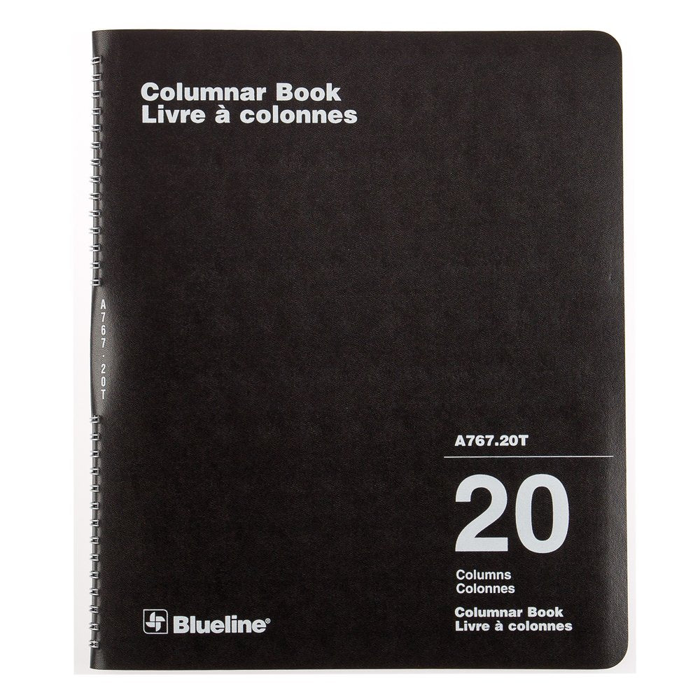 Blueline Columnar Book, Twin-Wire Binding, 20 Columns with Description, 80 Pages, 12-Inch x 10-Inch, Black (A767.20T)