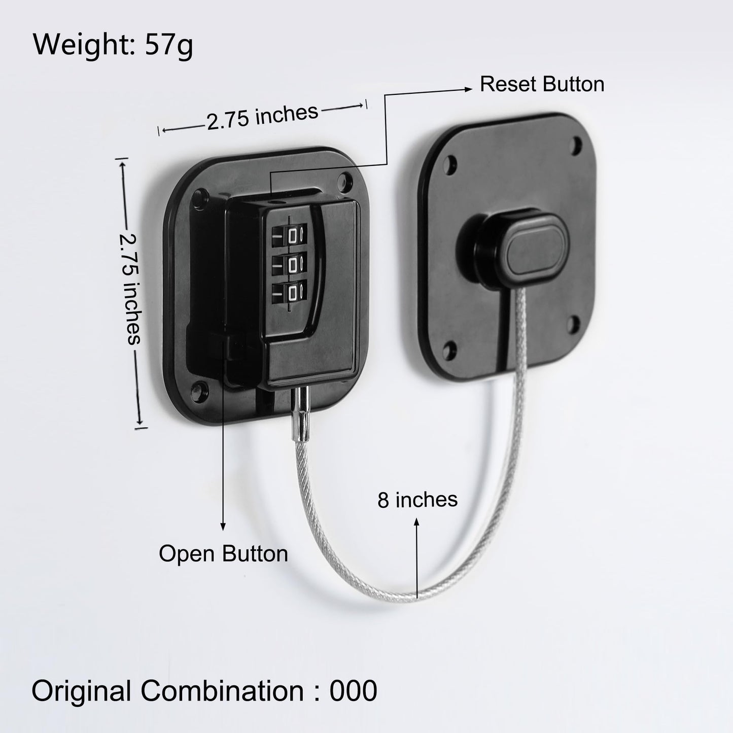 Refrigerator Lock, Heavy Duty Fridge Lock, Combination Lock for Refrigerator Cabinets, Drawers, Safety Lock, Easy Install No Keys Needed (Black-2Pack)