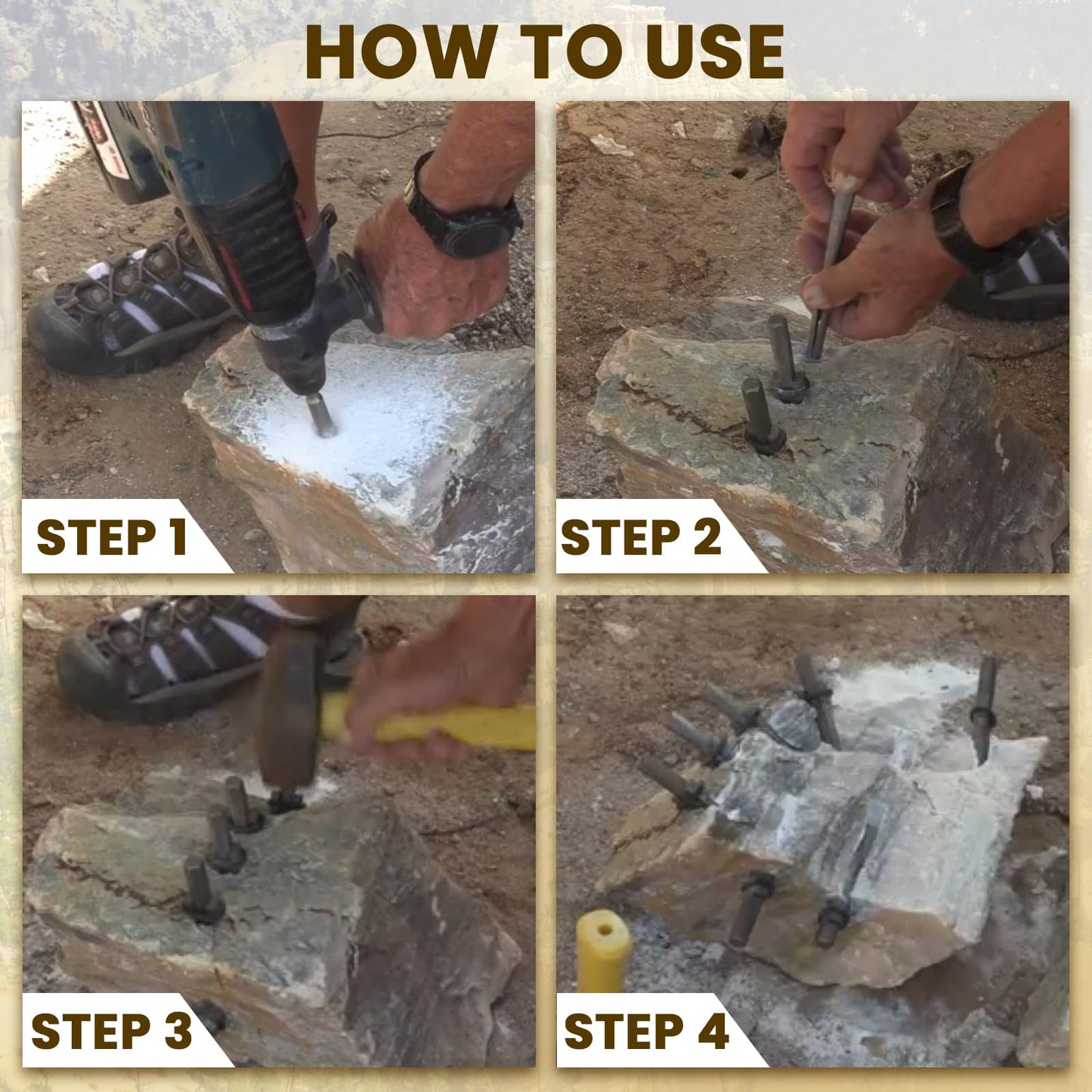 IVWNNN 8 Pack 5/8" Wedge and Feather Shims Set Concrete Rock Stone Splitter Hand Tools for Stone, Concrete, Marble, Granite Rock Splitting Wedges