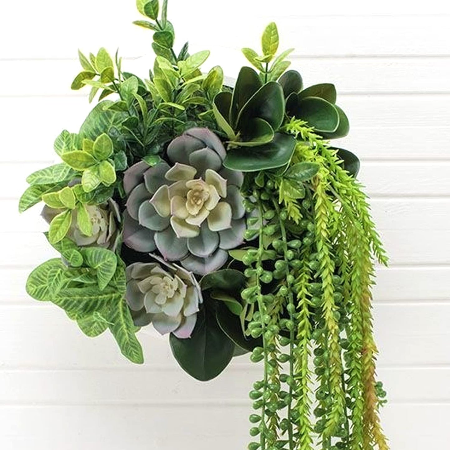 Airbin Pack of 17 Artificial Succulents Succulent Faux Succulent Floral Arrangement Picks Hanging String of Pearls Plant Three Dimensional Decoration Combination Flocking Realistic Succulents Plants