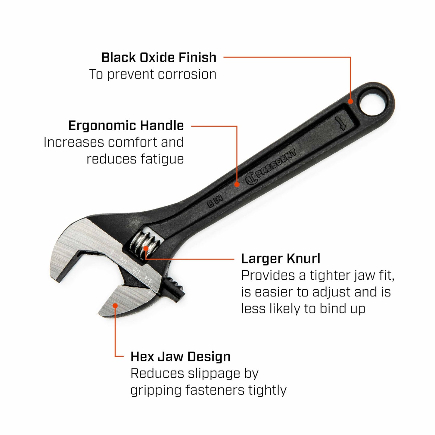 Crescent 6" Adjustable Black Oxide Wrench - Carded - AT26VS